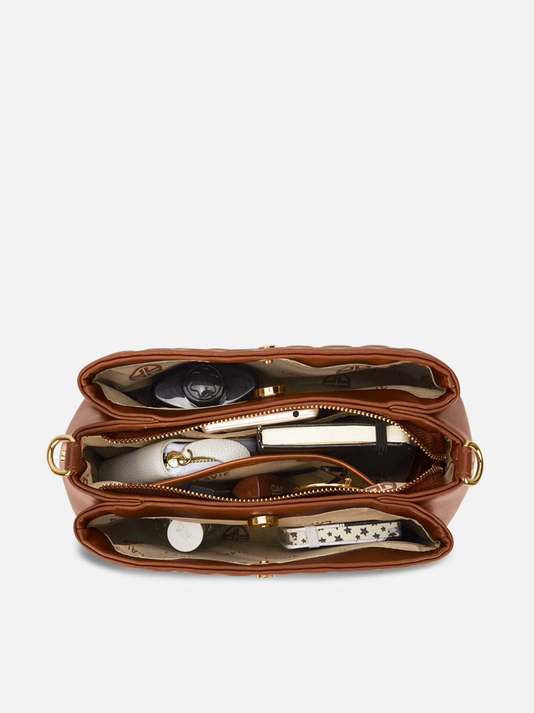 Emjane 3 Compartment Large Sling Bag Tan