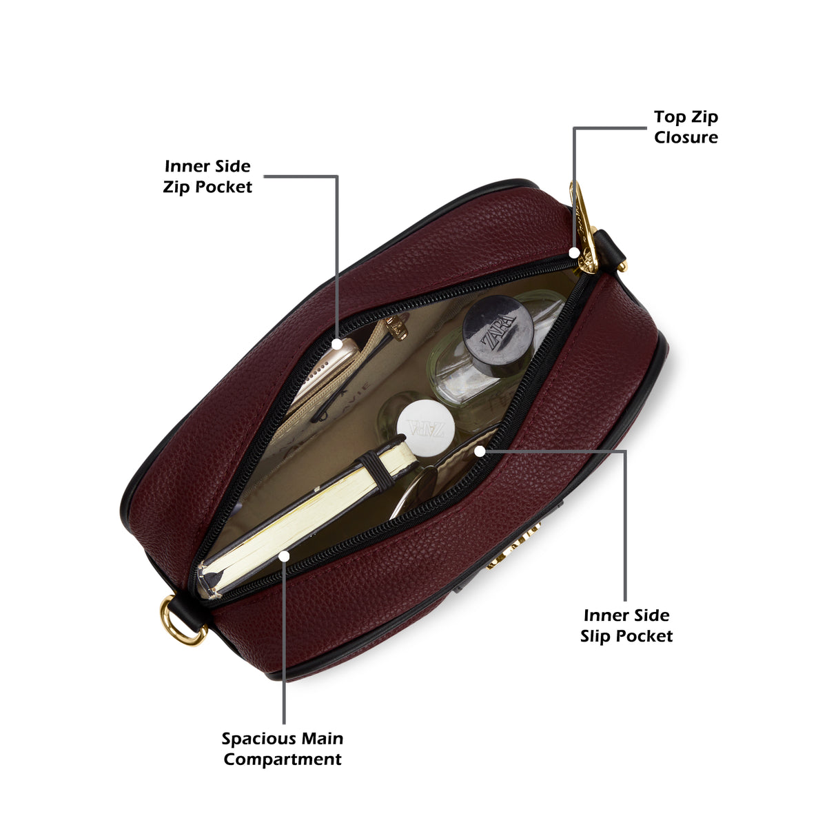 Tulsa Colourblock Box 'S Ladies Slingbag Maroon