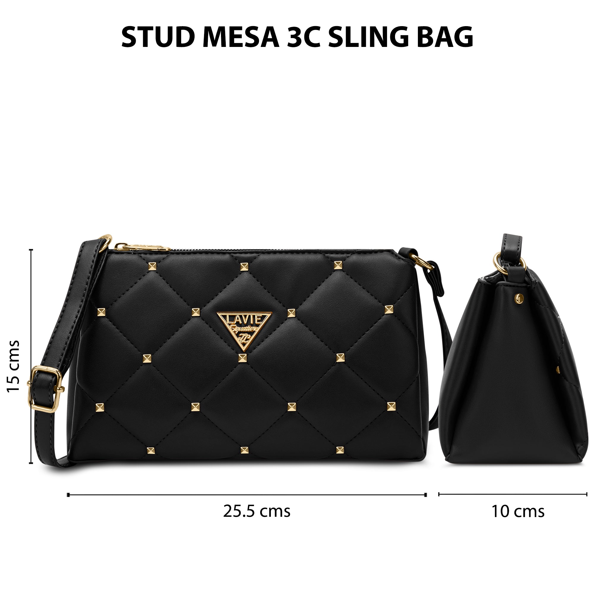 Stud Mesa 3 Compartments Sling Bag