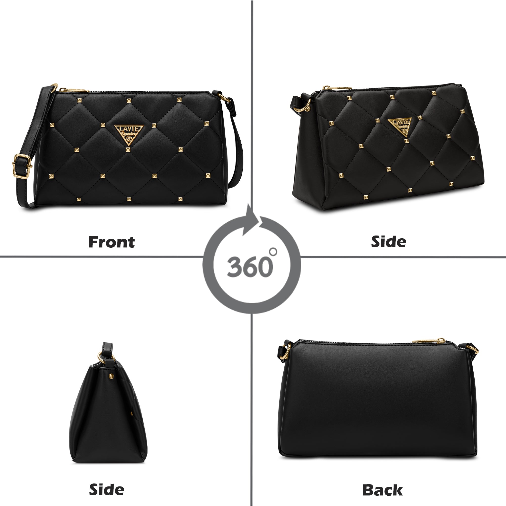 Stud Mesa 3 Compartments Sling Bag