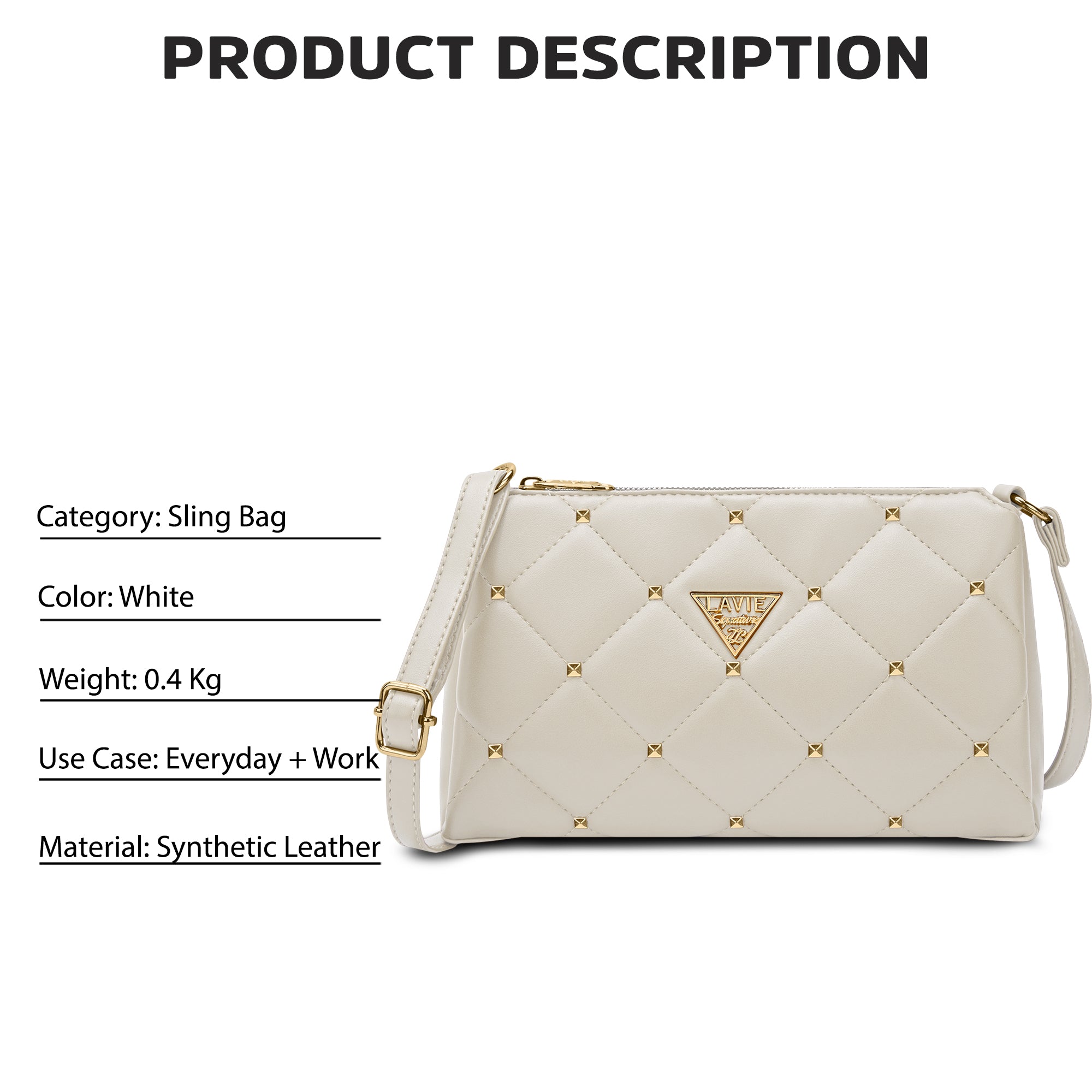 Stud Mesa 3 Compartments Sling Bag