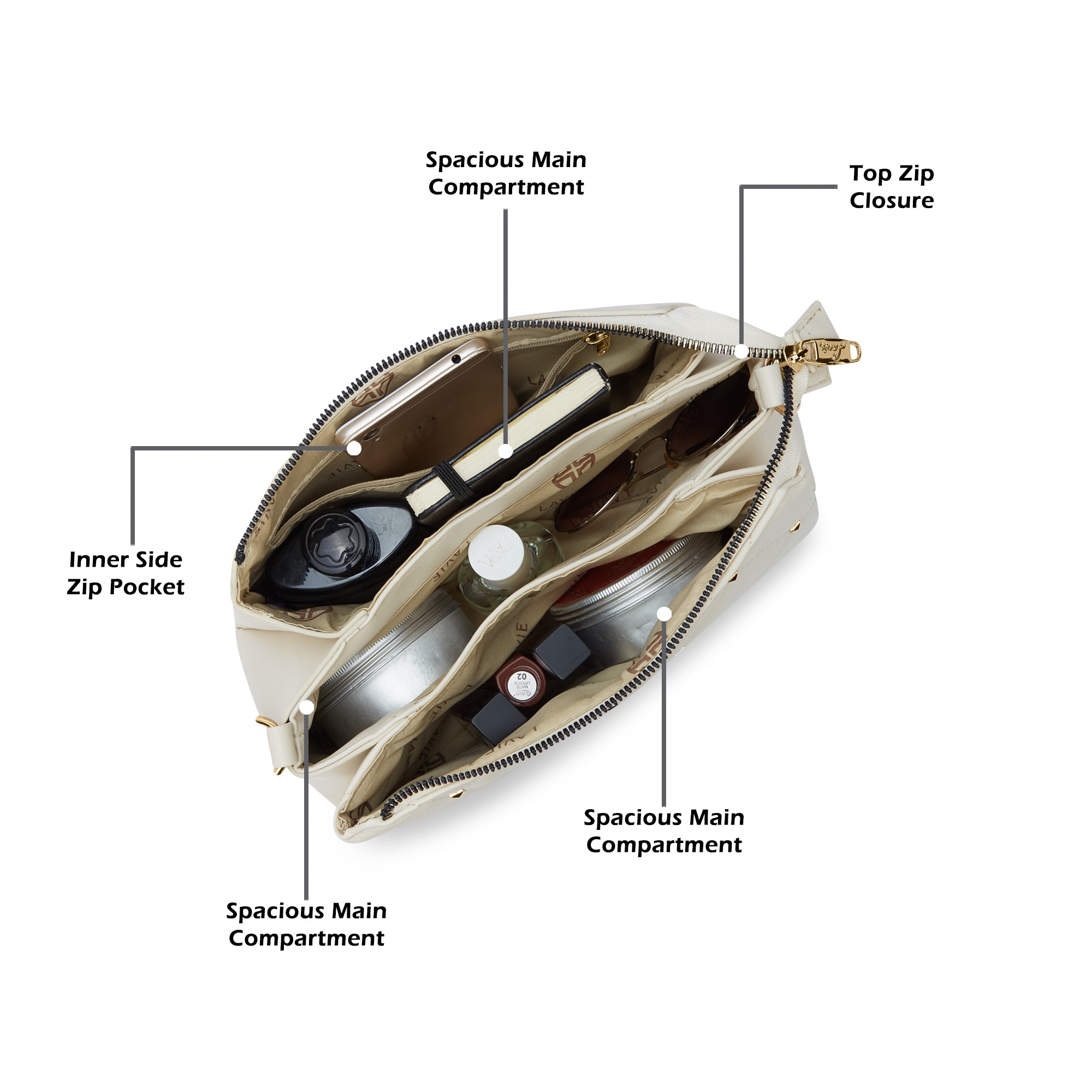 Stud Mesa 3 Compartments Sling Bag