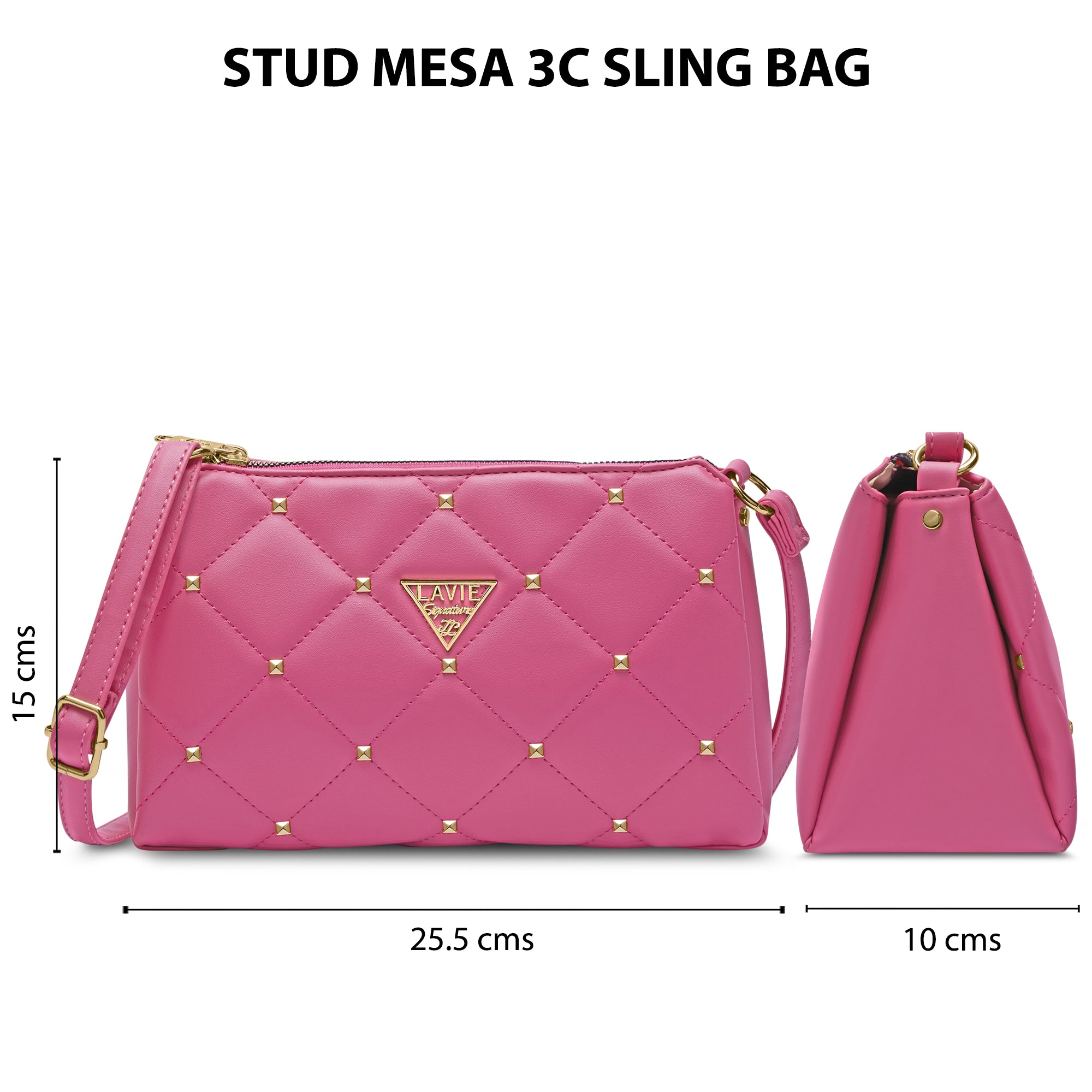 Stud Mesa 3 Compartments Sling Bag