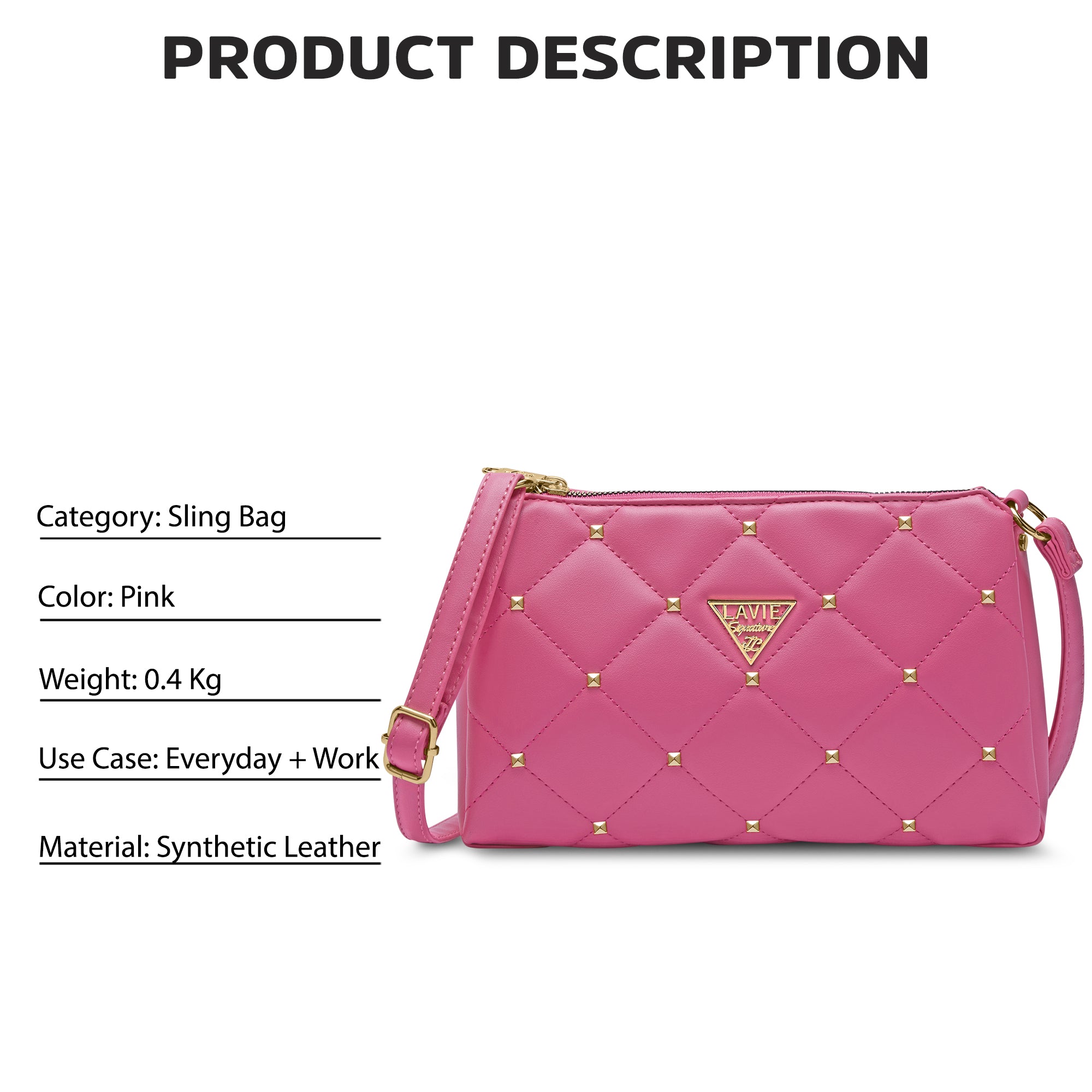 Stud Mesa 3 Compartments Sling Bag