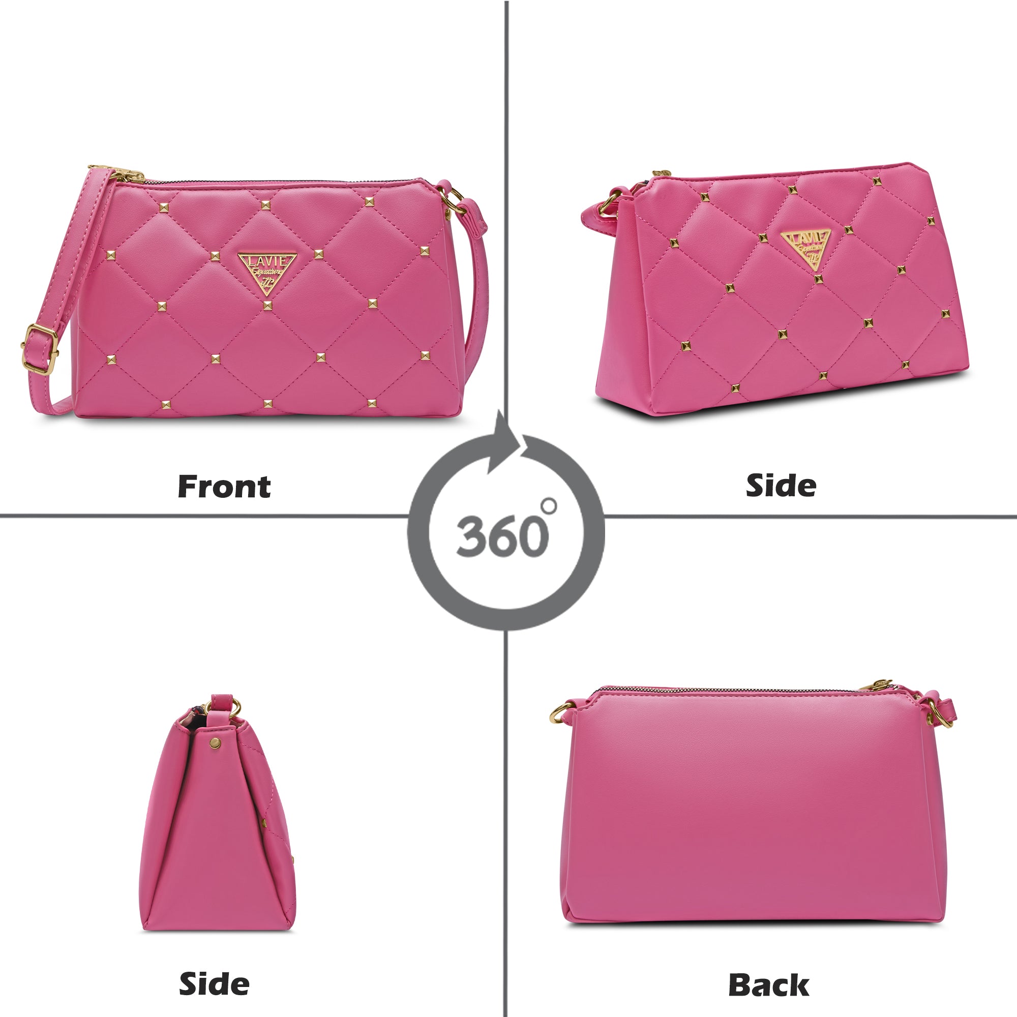 Stud Mesa 3 Compartments Sling Bag