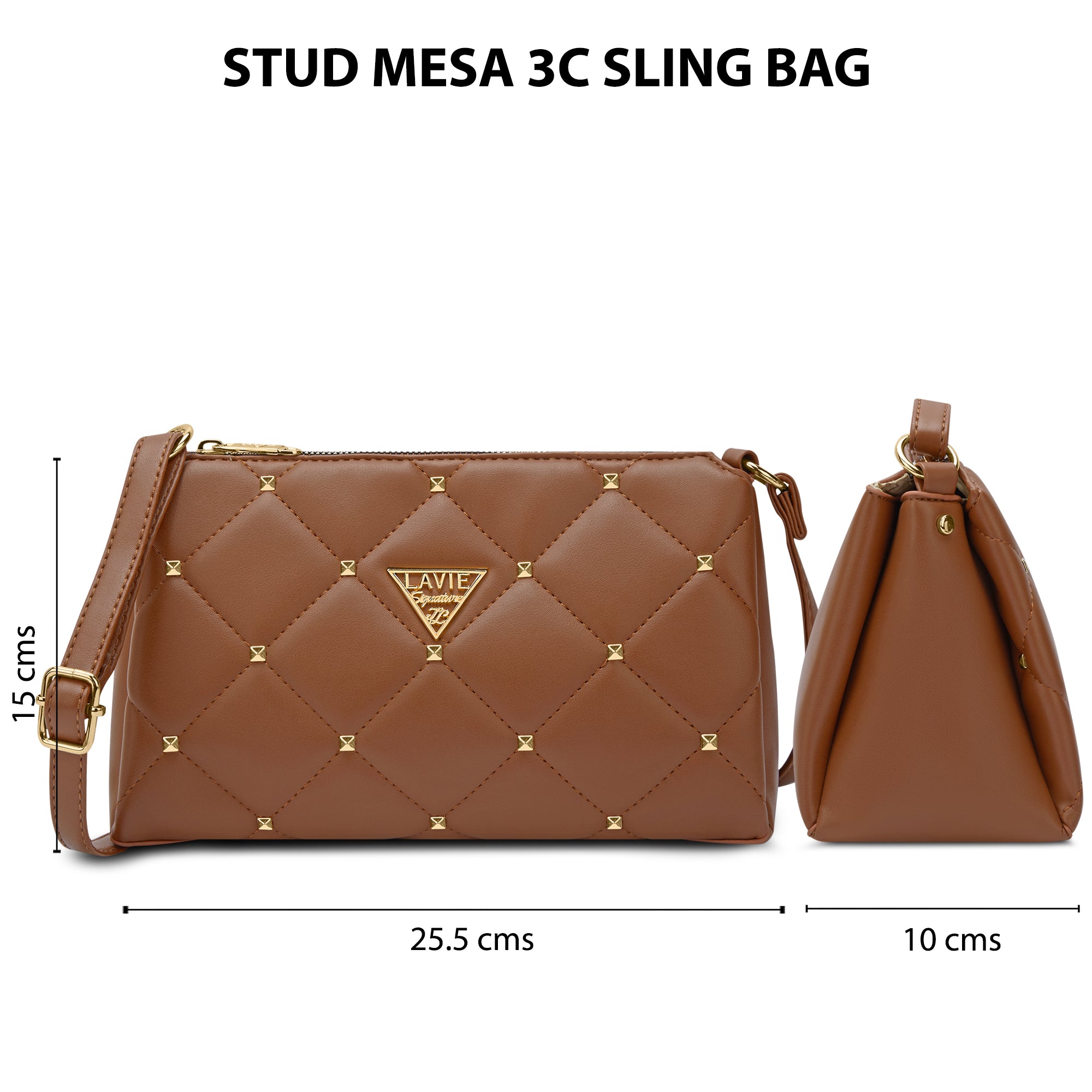 Stud Mesa 3 Compartment Sling Bag