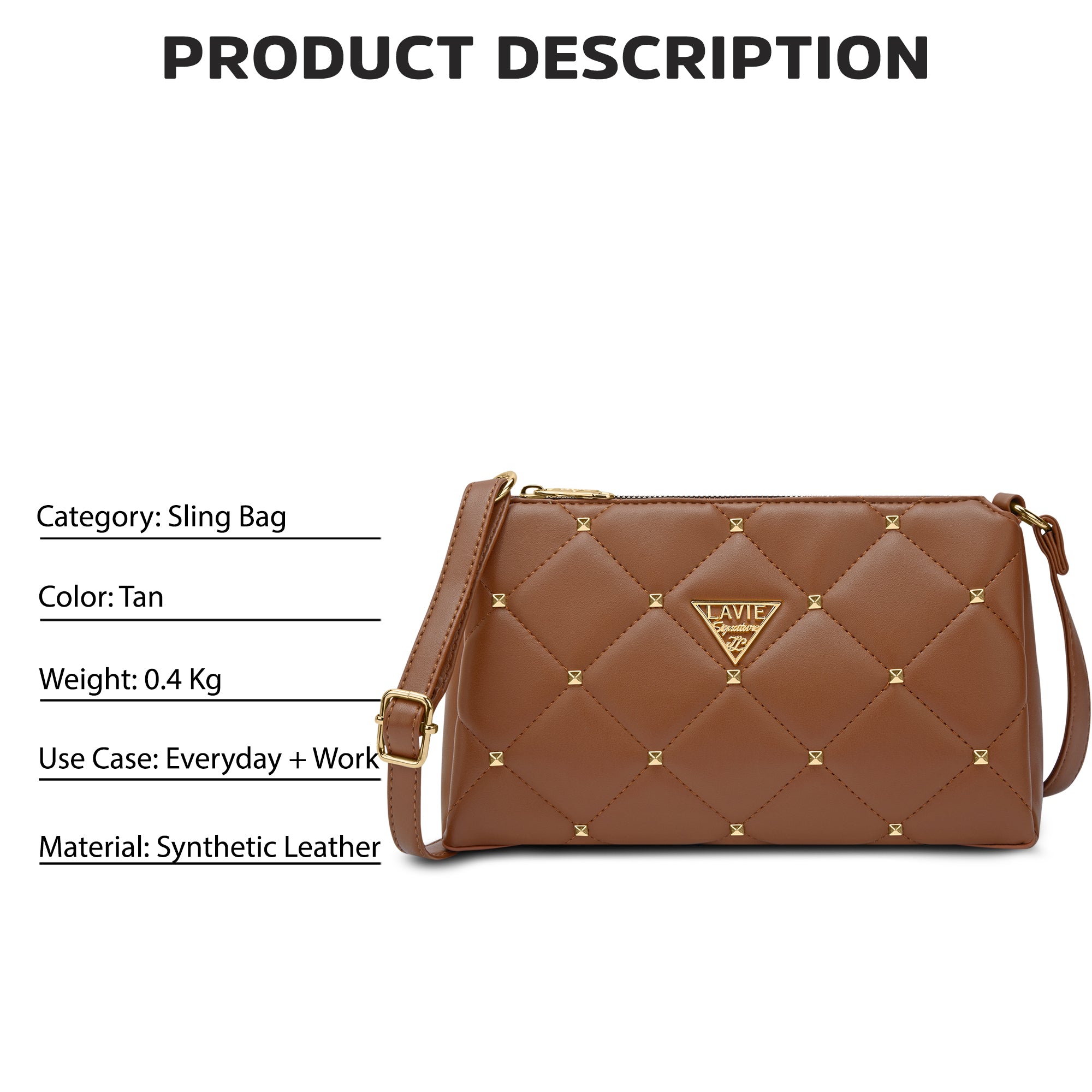Stud Mesa 3 Compartment Sling Bag