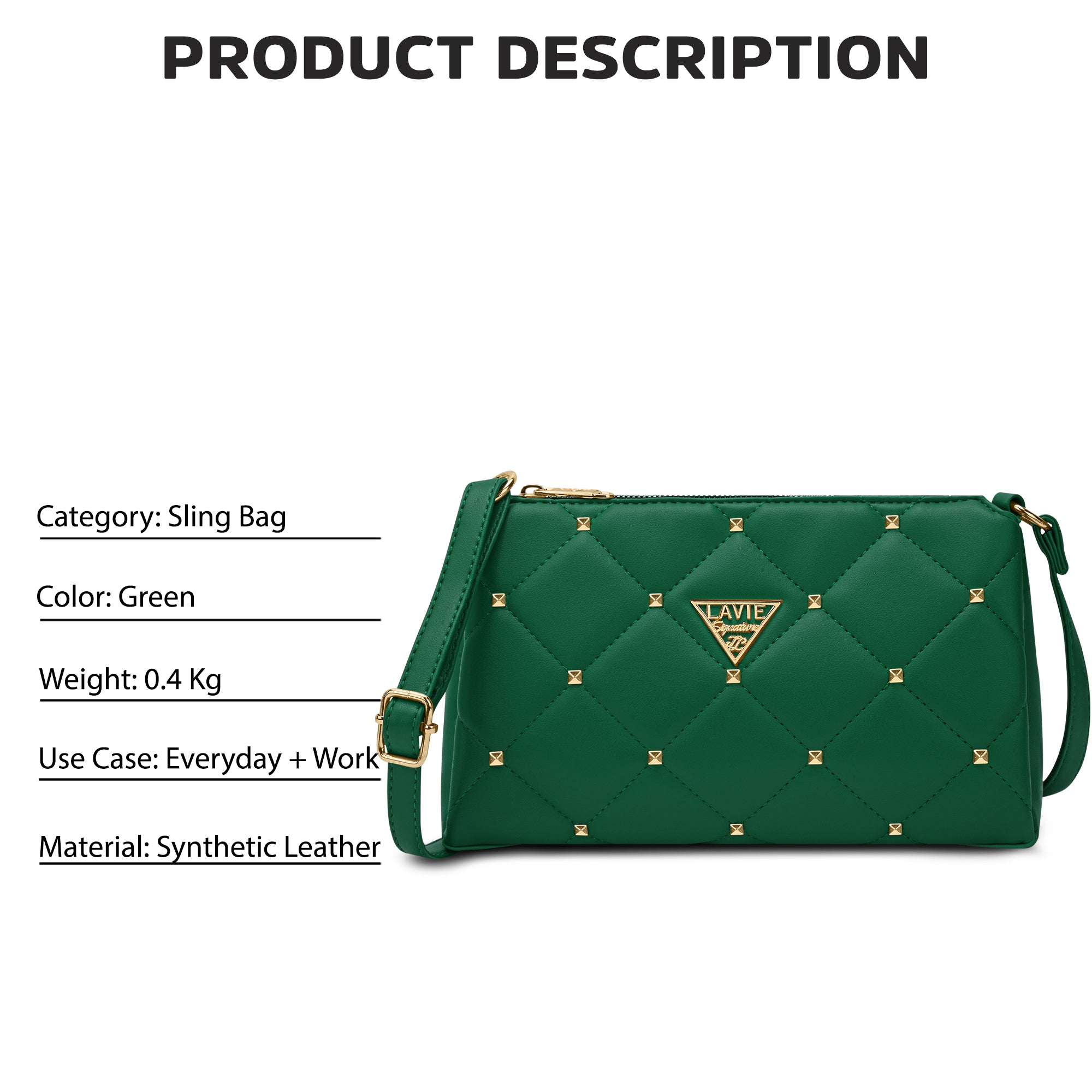Stud Mesa 3 Compartments Sling Bag