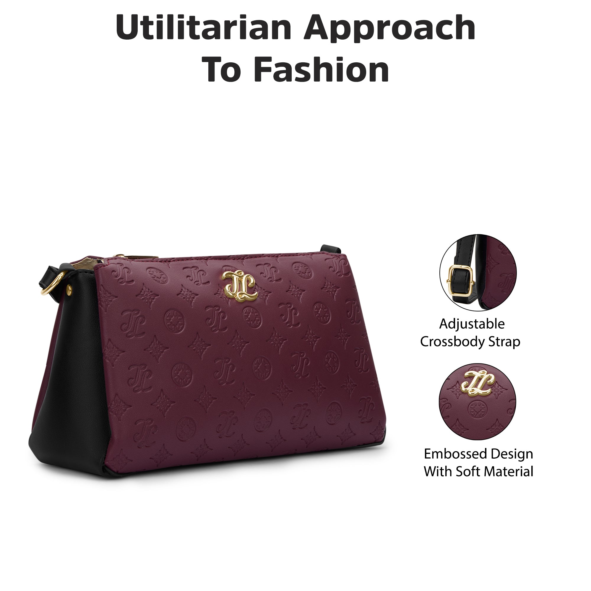 Colourblock Cuba 3 Compartment Medium Sling Bag Maroon