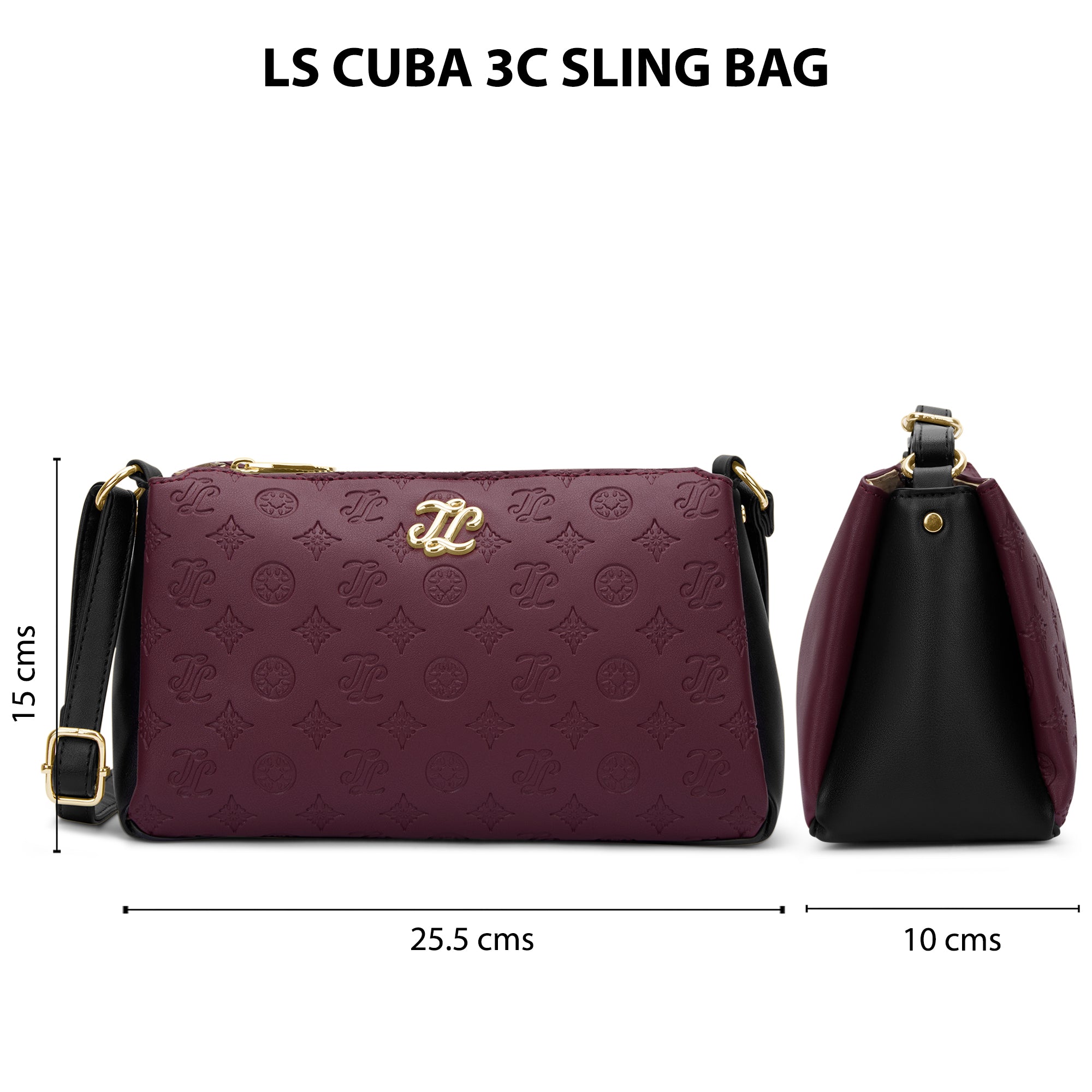 Colourblock Cuba 3 Compartment Medium Sling Bag Maroon