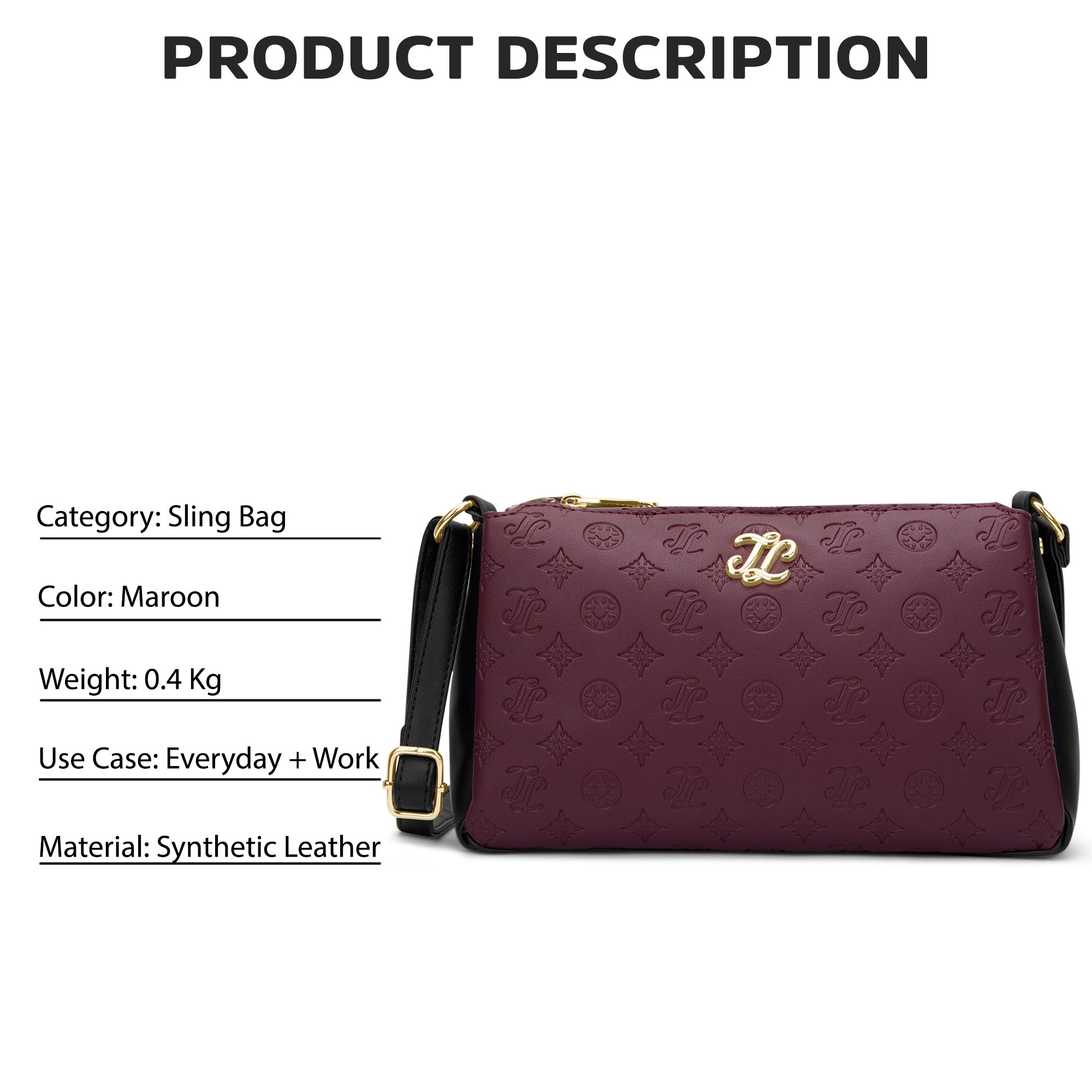 Colourblock Cuba 3 Compartment Medium Sling Bag Maroon