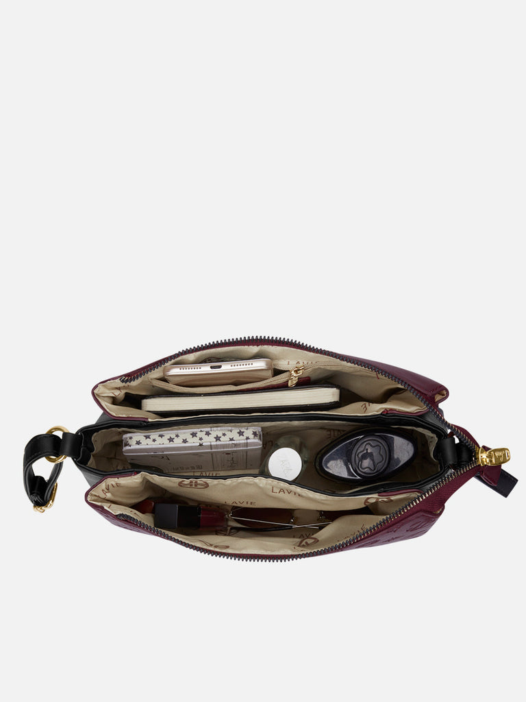 Colourblock Cuba 3 Compartment Medium Sling Bag Maroon