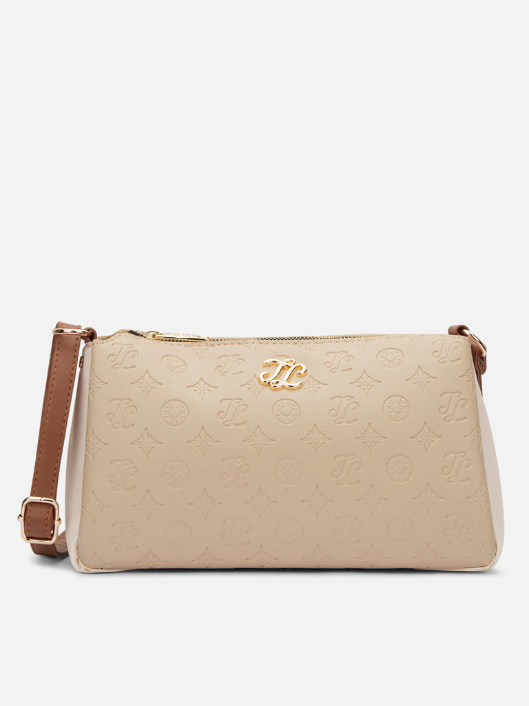 Colourblock Cuba 3 Compartment Medium Sling Bag Beige