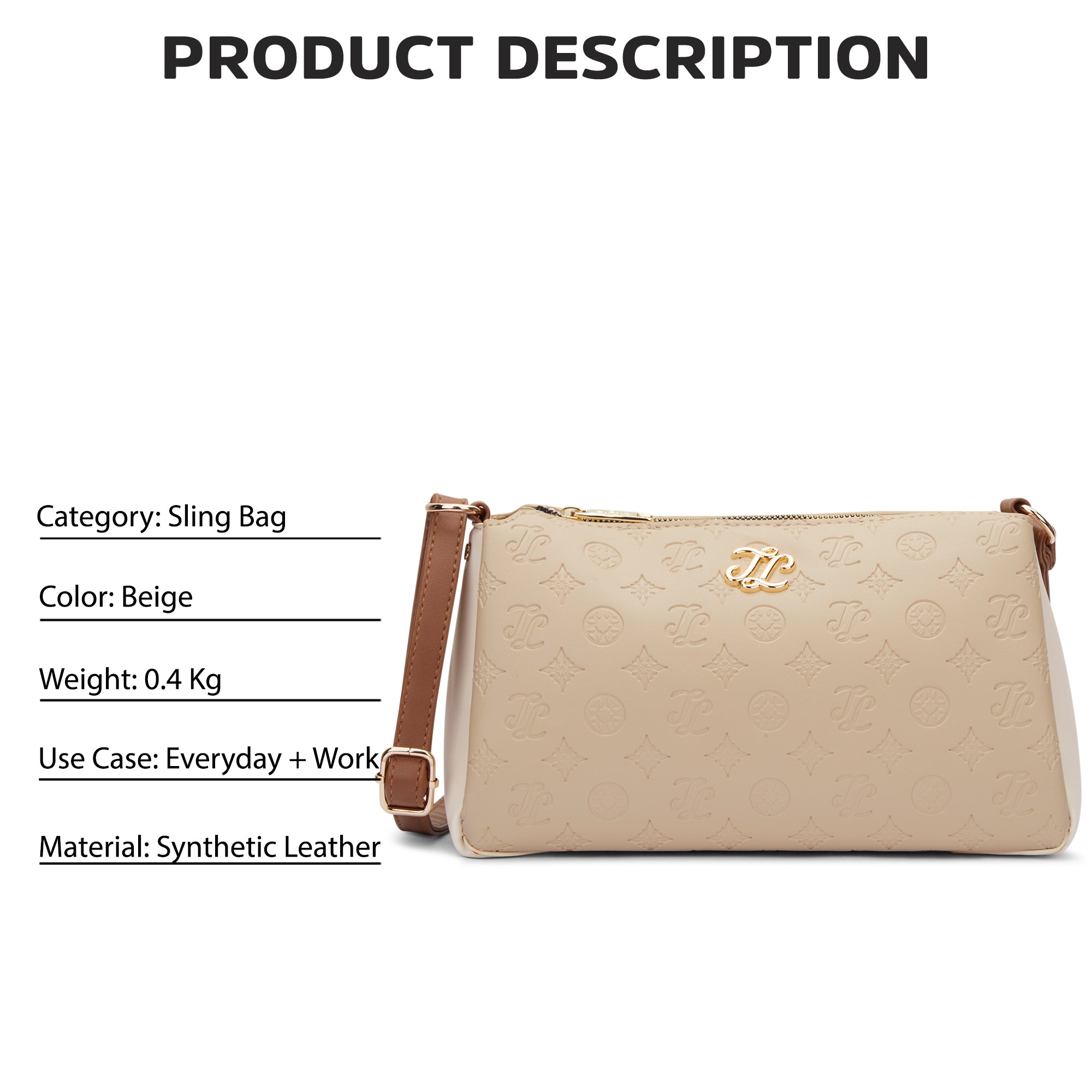 Colourblock Cuba 3 Compartment Medium Sling Bag Beige