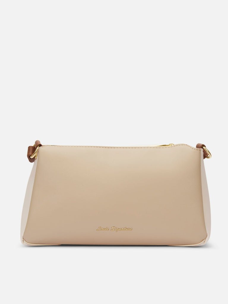 Colourblock Cuba 3 Compartment Medium Sling Bag Beige