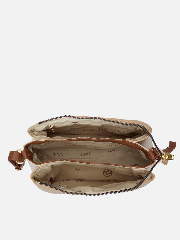 Colourblock Cuba 3 Compartment Medium Sling Bag Beige