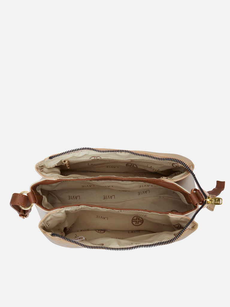 Colourblock Cuba 3 Compartment Medium Sling Bag Beige