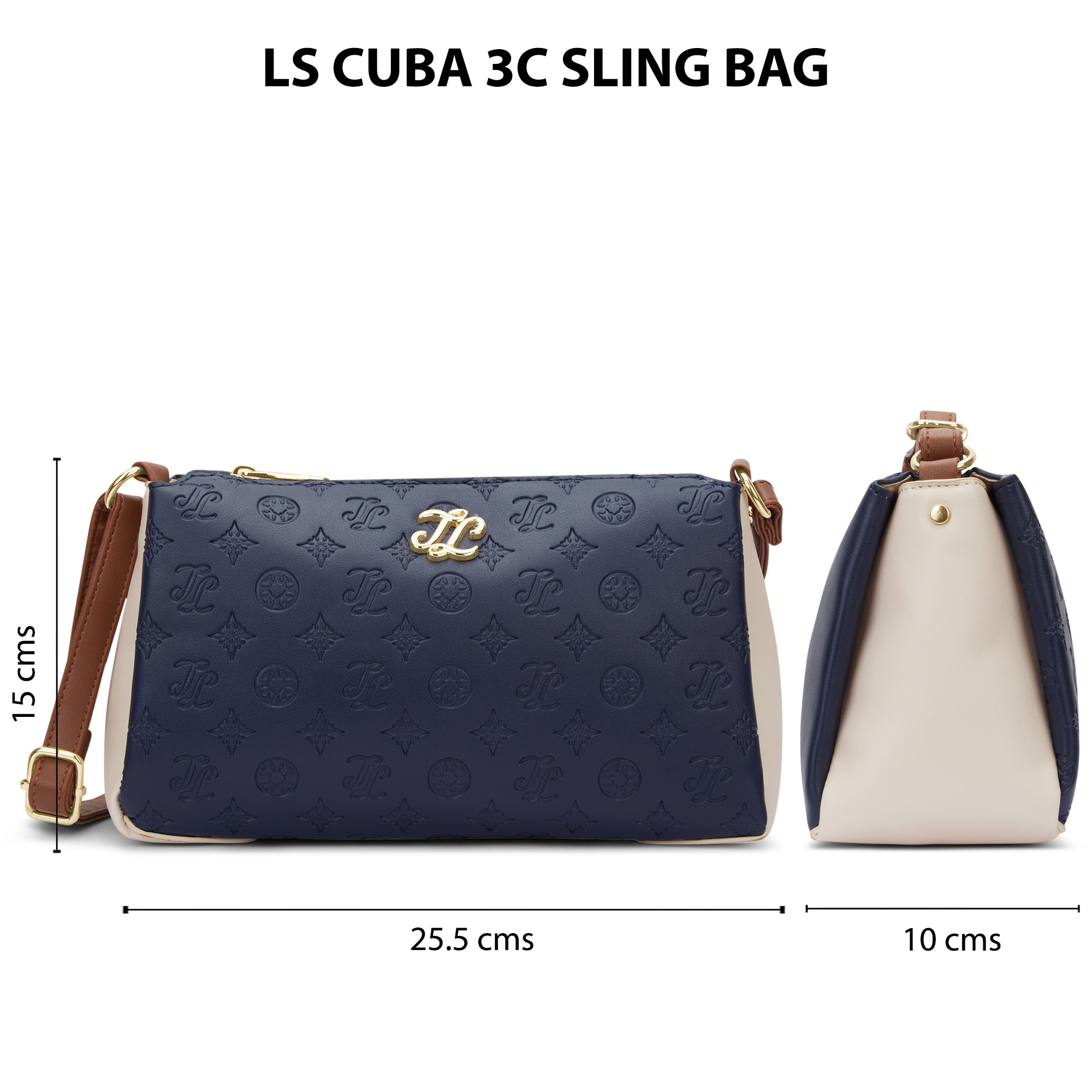 Colourblock Cuba 3 Compartment Medium Sling Bag Navy
