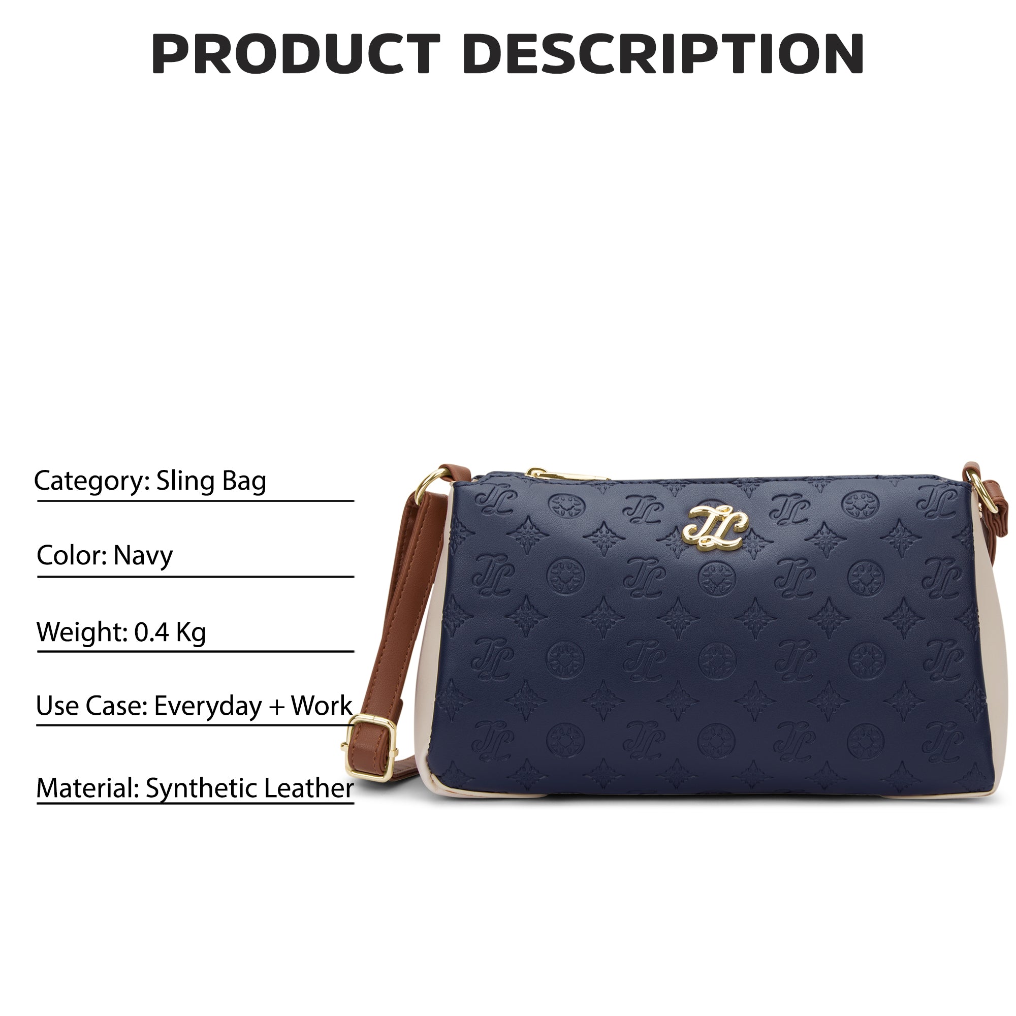 Colourblock Cuba 3 Compartment Medium Sling Bag Navy