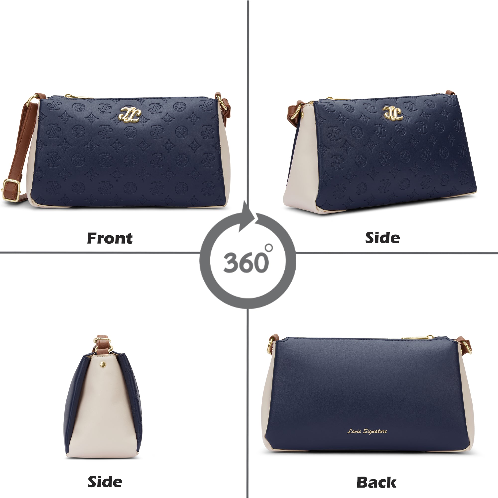 Colourblock Cuba 3 Compartment Medium Sling Bag Navy