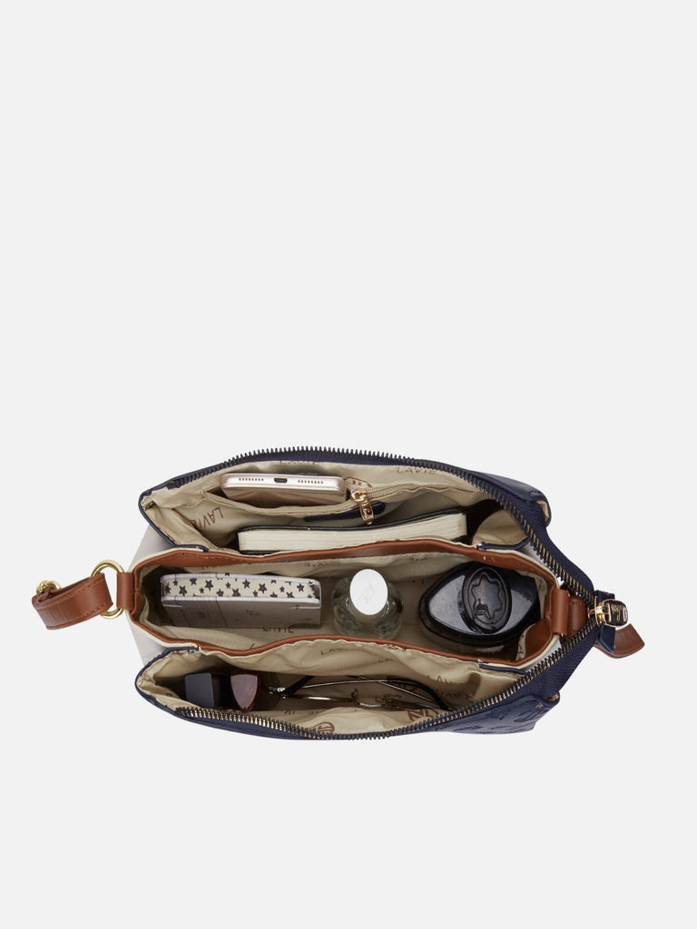 Colourblock Cuba 3 Compartment Medium Sling Bag Navy