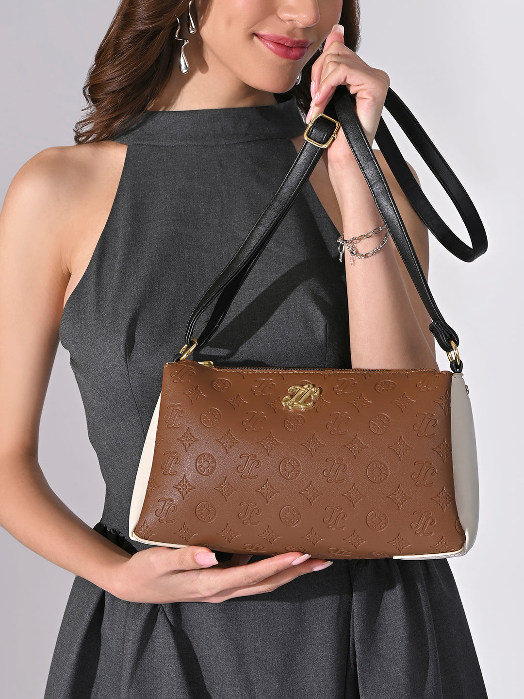 Colourblock Cuba 3 Compartment Medium Sling Bag Tan