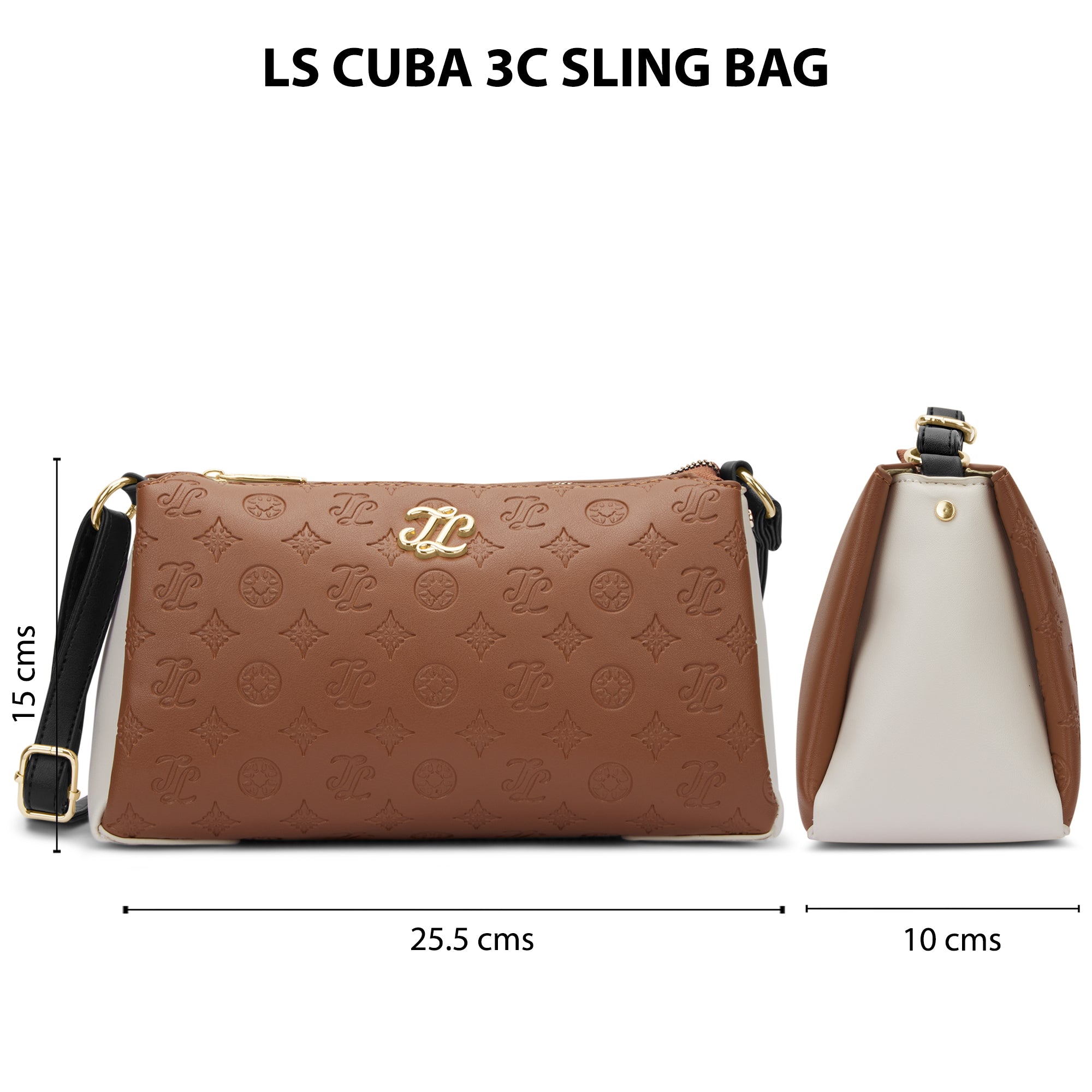 Colourblock Cuba 3 Compartment Medium Sling Bag Tan