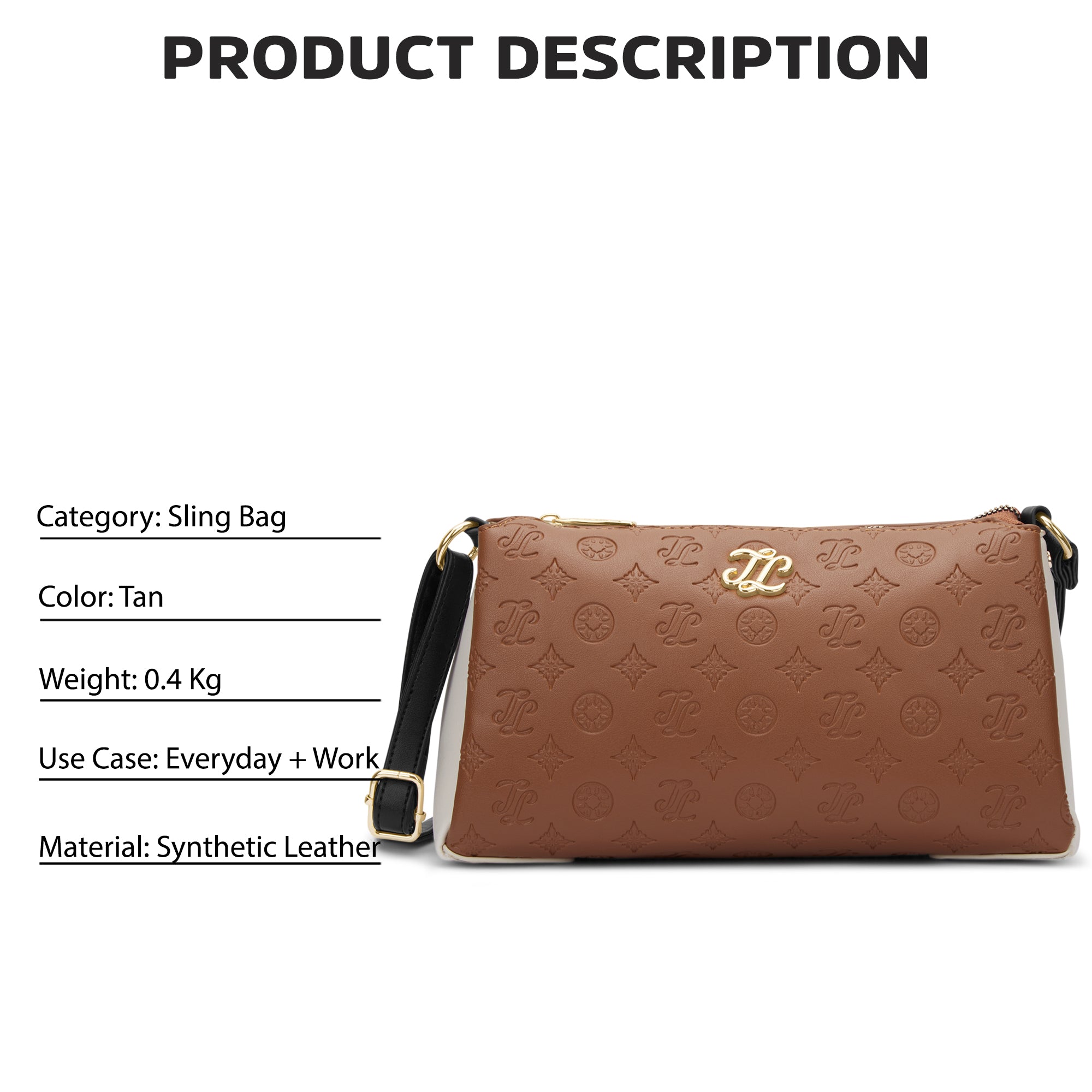 Colourblock Cuba 3 Compartment Medium Sling Bag Tan