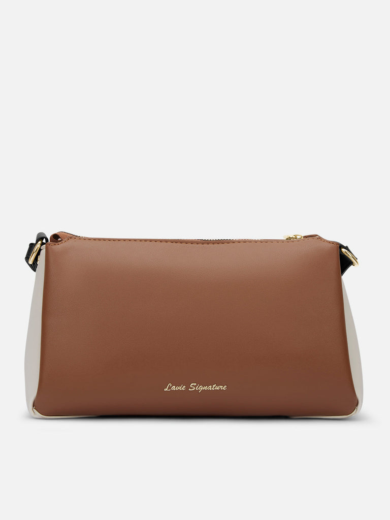 Colourblock Cuba 3 Compartment Medium Sling Bag Tan