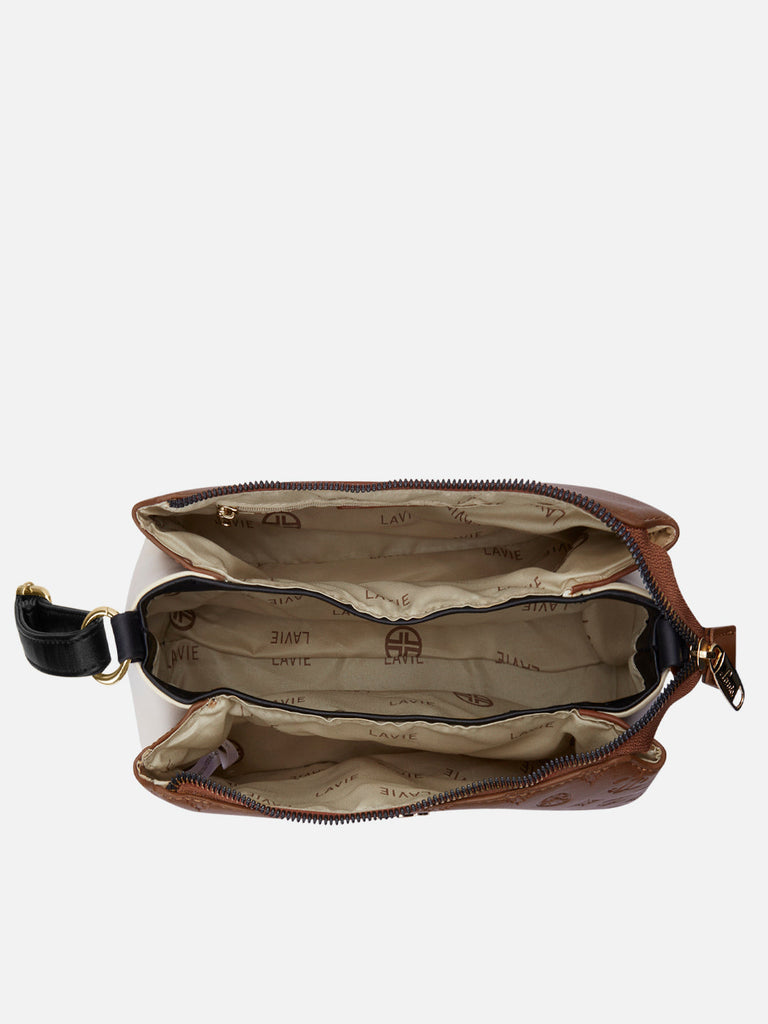 Colourblock Cuba 3 Compartment Medium Sling Bag Tan