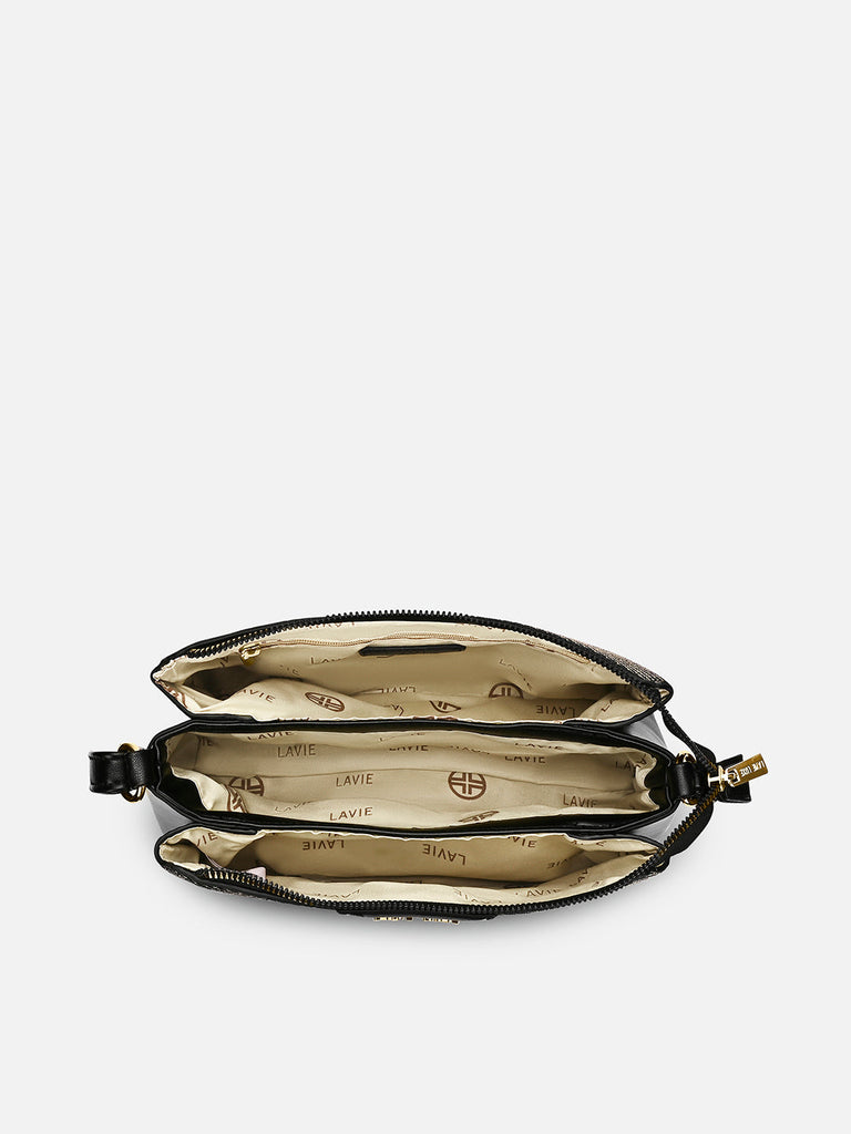 Glam Lizzy 3 Compartment Medium Sling bag Black