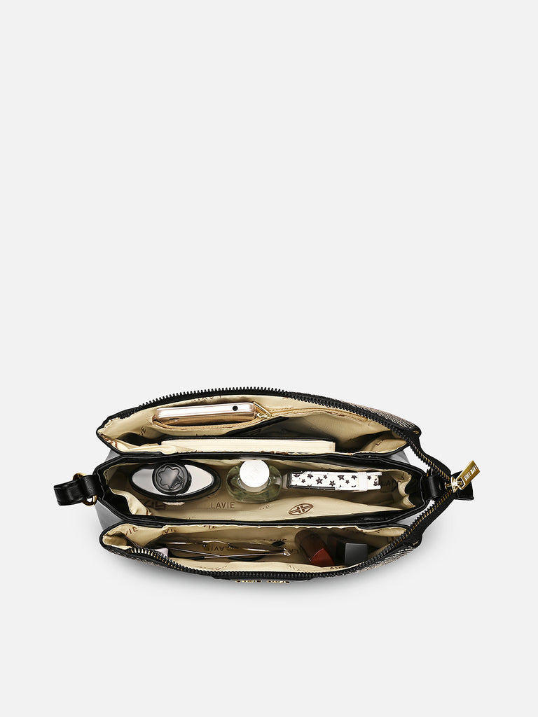 Glam Lizzy 3 Compartment Medium Sling bag Black