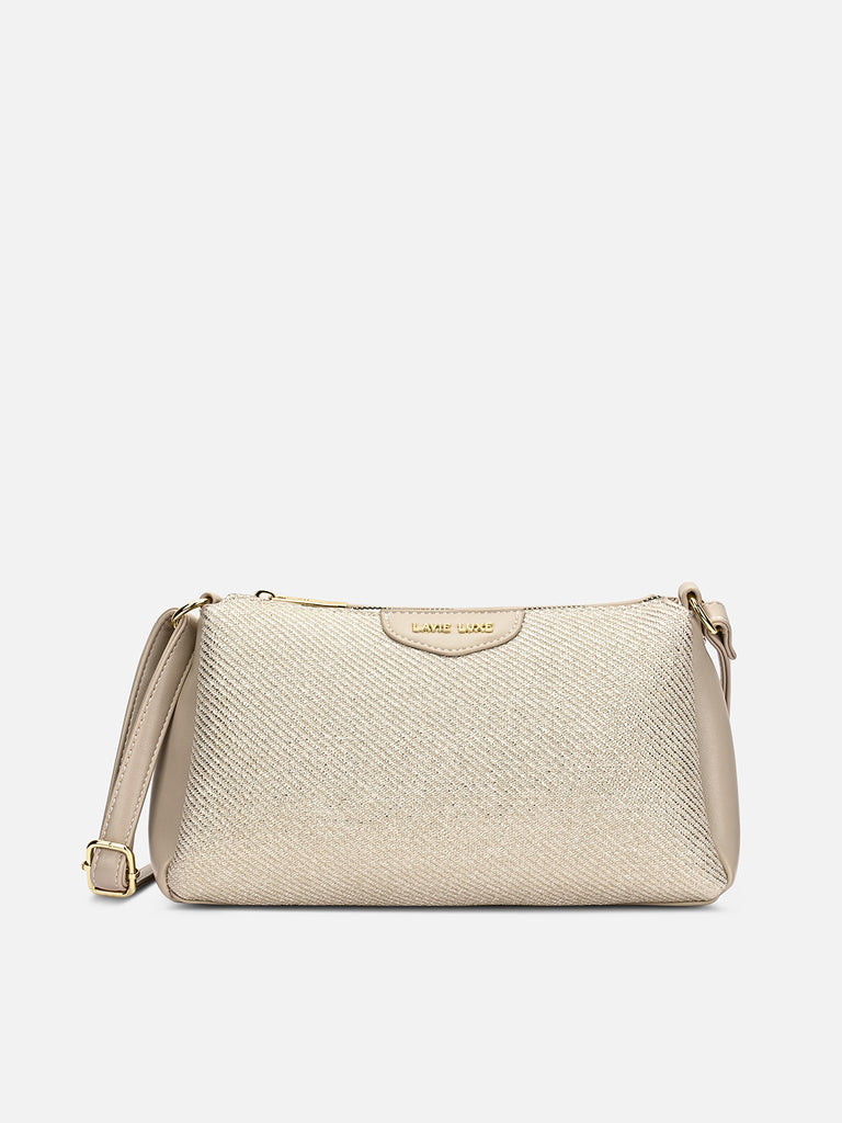 Glam Lizzy 3 Compartment Medium Sling bag Beige