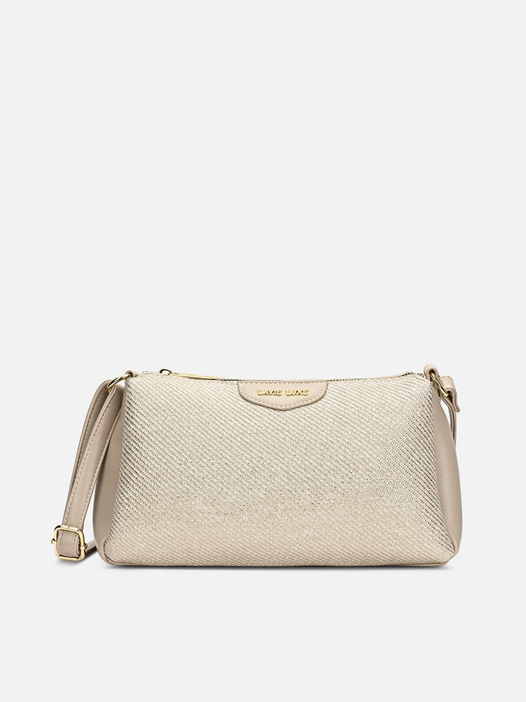 Glam Lizzy 3 Compartment Medium Sling bag Beige