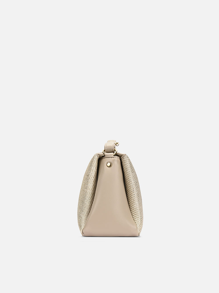 Glam Lizzy 3 Compartment Medium Sling bag Beige