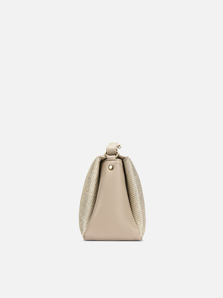 Glam Lizzy 3 Compartment Medium Sling bag Beige