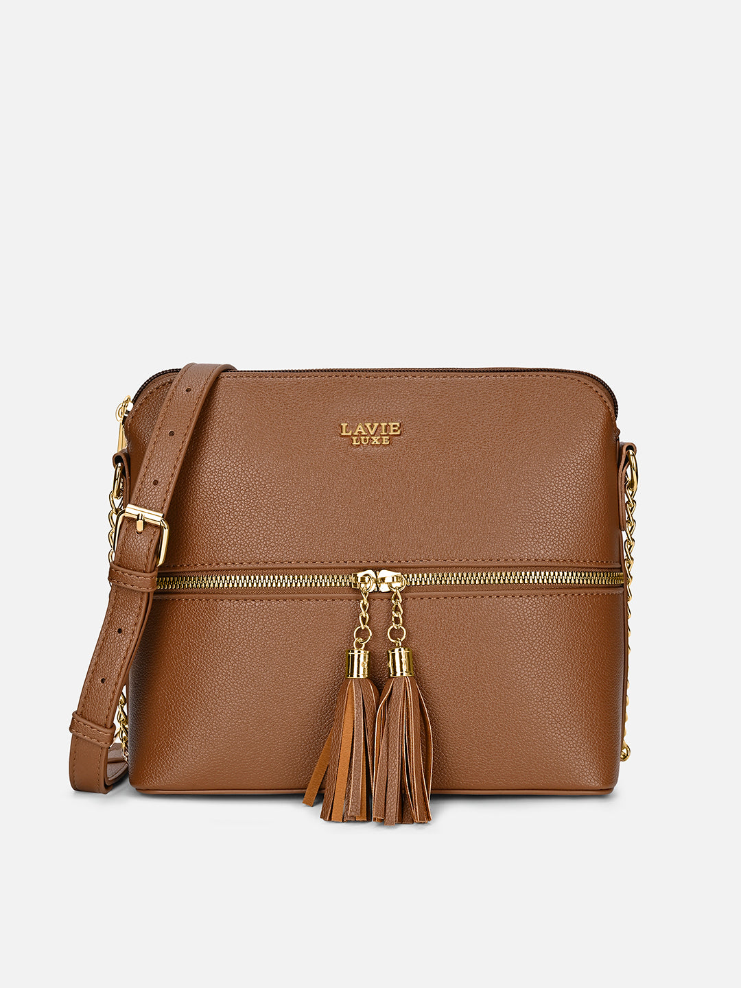 Tiara26 Tassel Sling Bag Tan