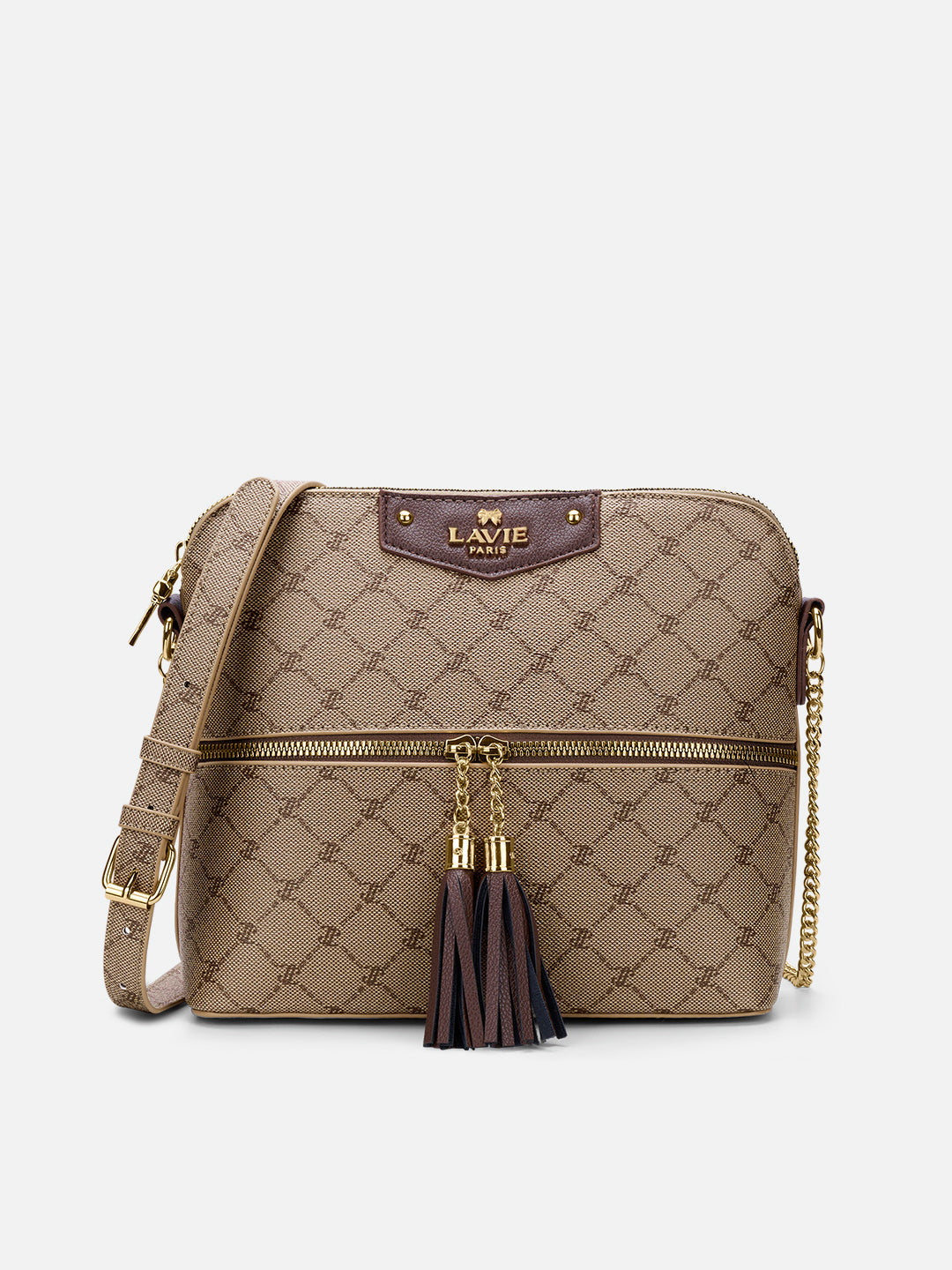 Mono Alfie Tassel Monogram Medium Sling Bag Latte