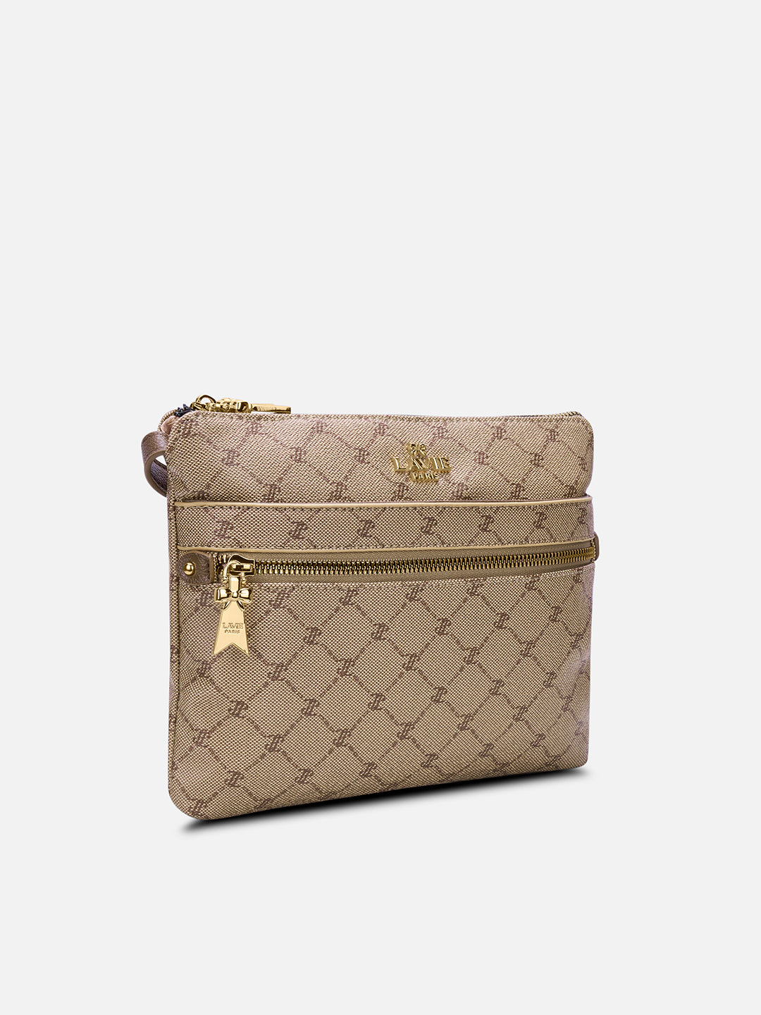 Mono Agnes Top Zip Monogram Small Sling Bag Latte