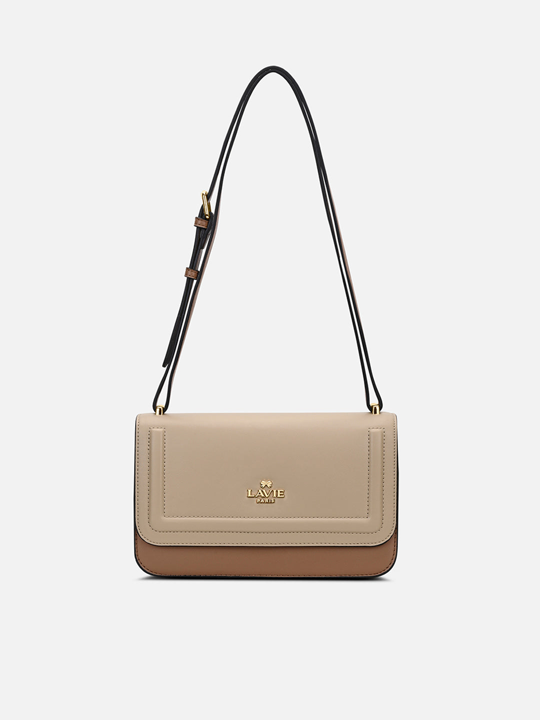 Camelia 3 Compartment Medium Flap Sling Bag Beige