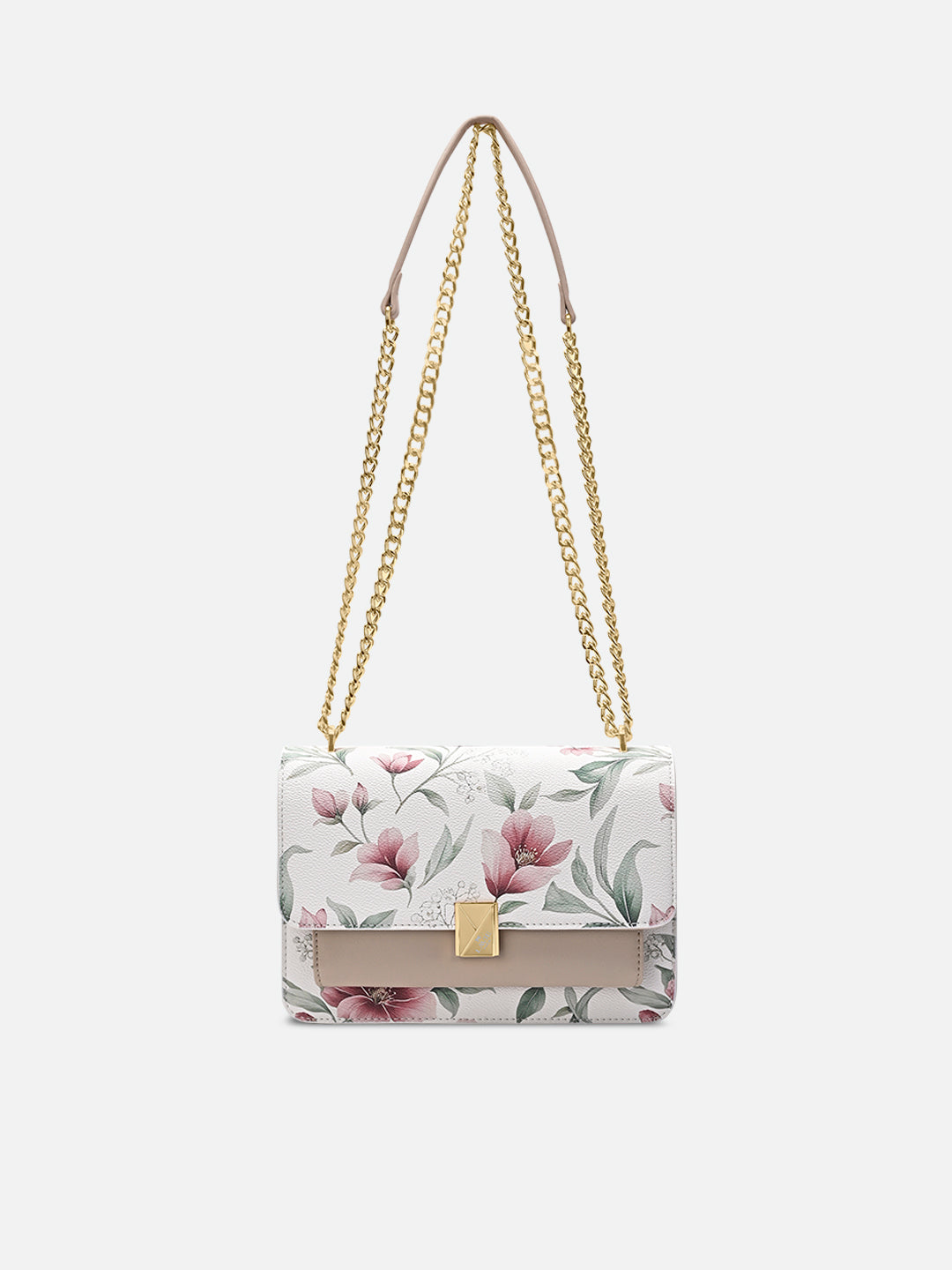 Fluer Medium Flap Sling Bag White