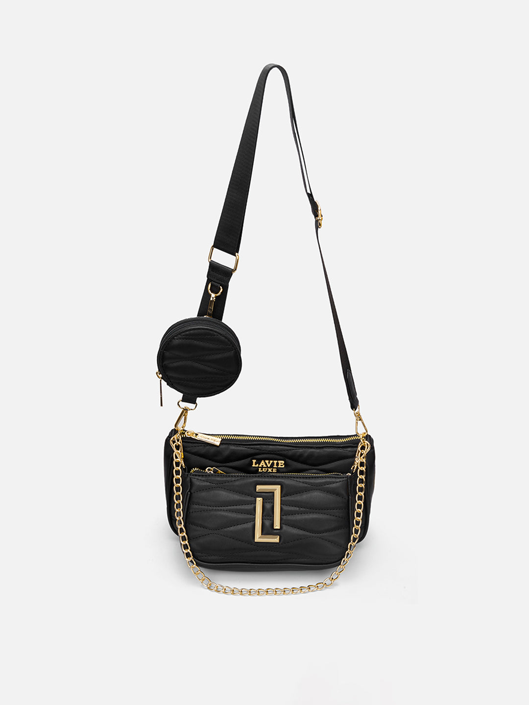 Lucie Quilted 3Piece Slingbag Black