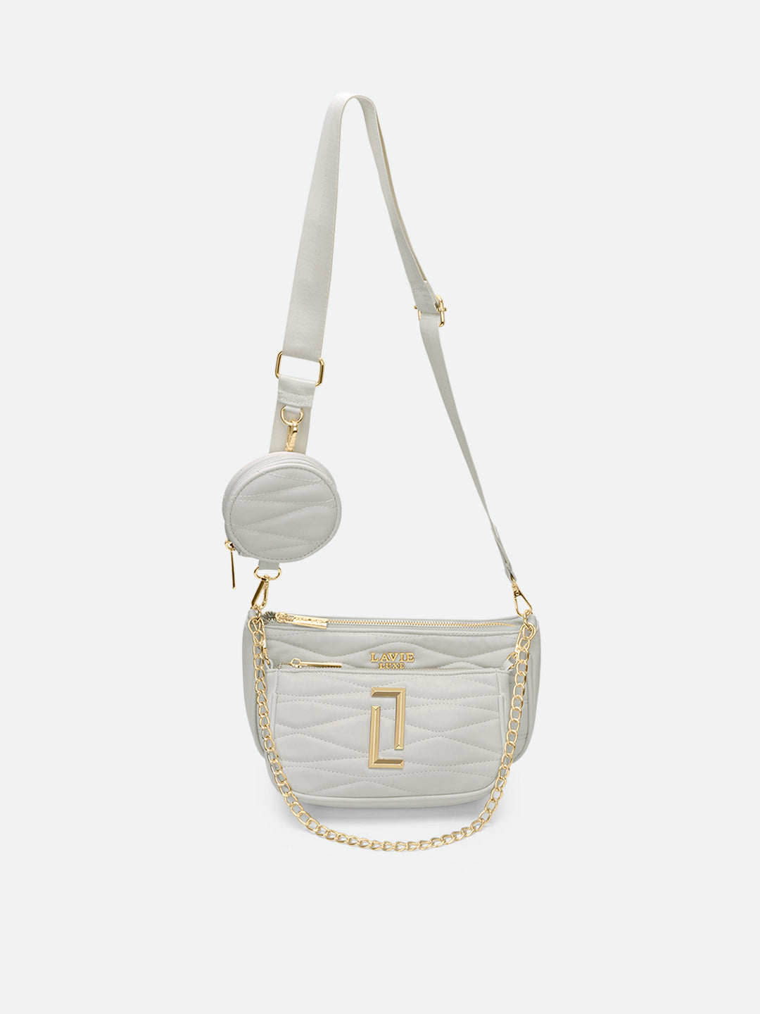 Lucie Quilted 3Piece Slingbag Off White