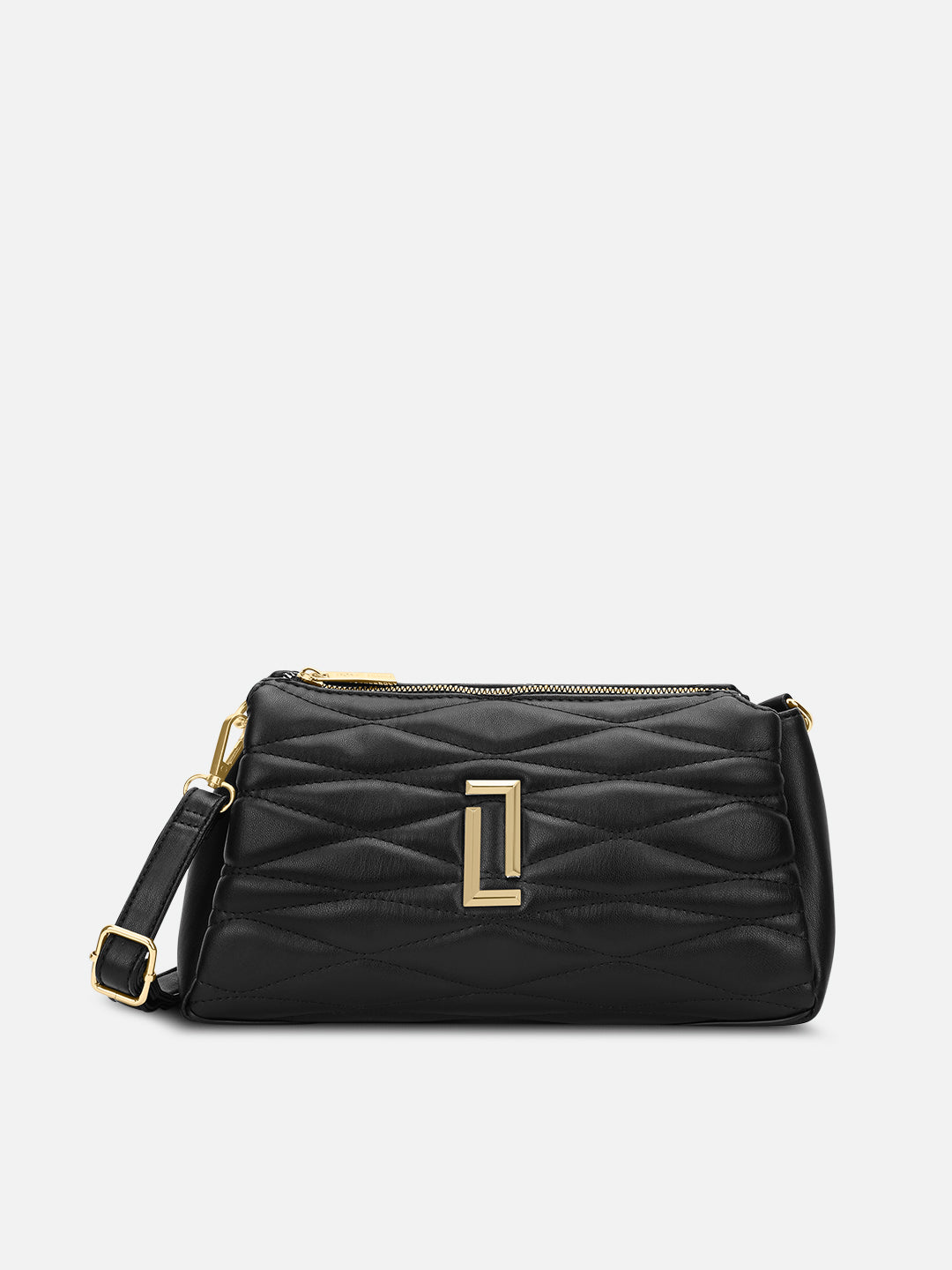 Lucie Quilted 3Compartment Slingbag Black