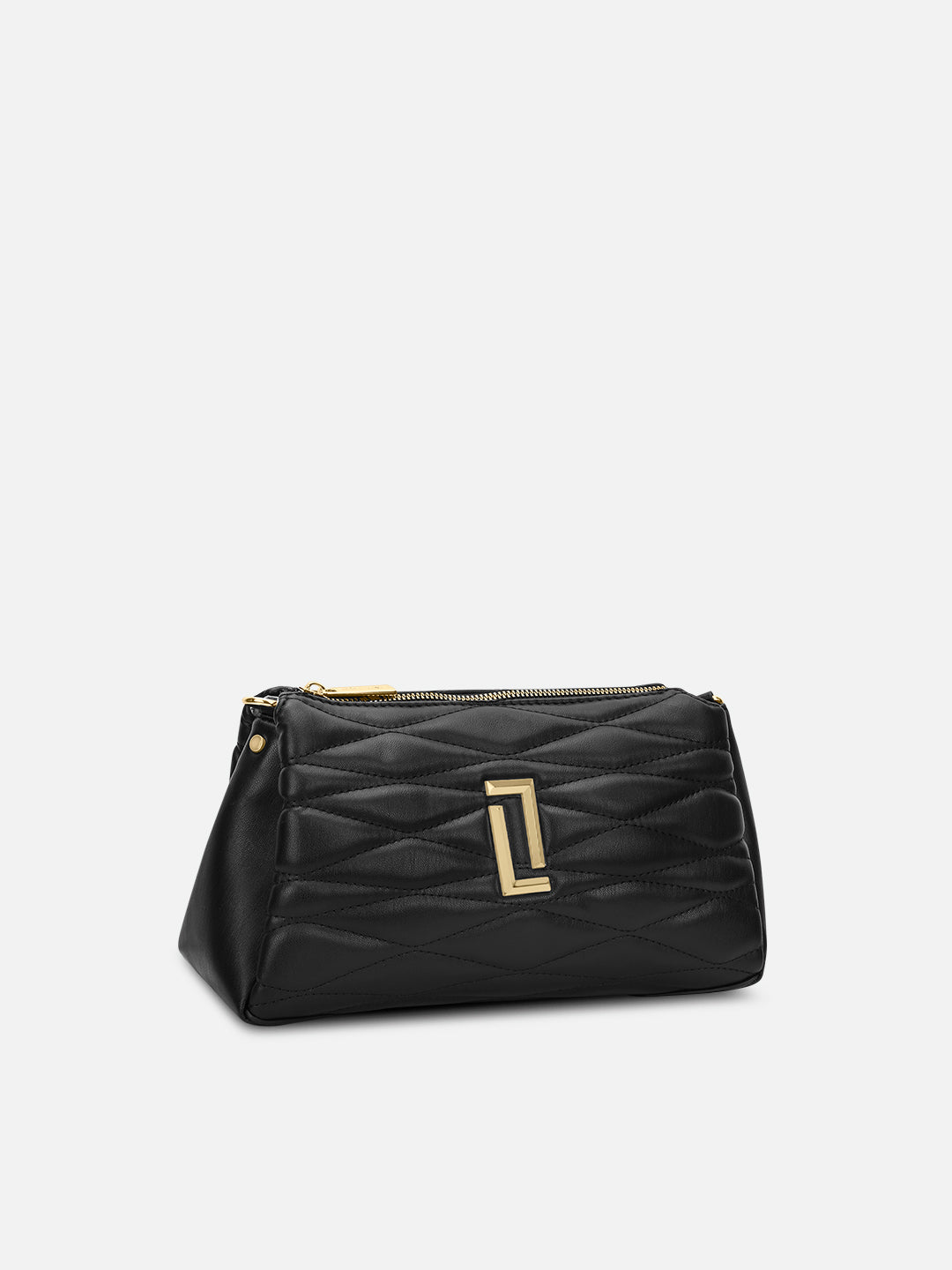Lucie Quilted 3Compartment Slingbag Black