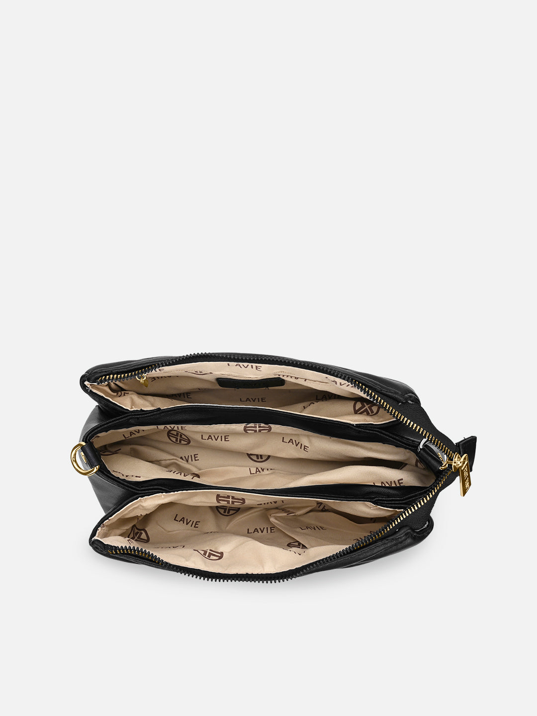 Lucie Quilted 3Compartment Slingbag Black