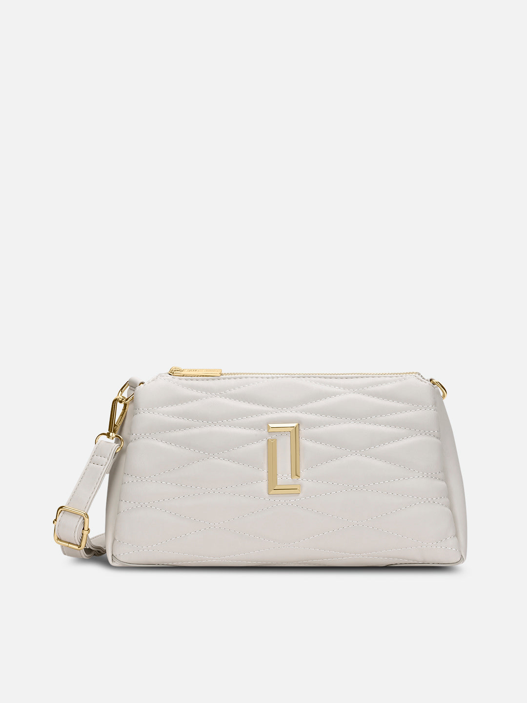 Lucie Quilted 3Compartment Slingbag Off White