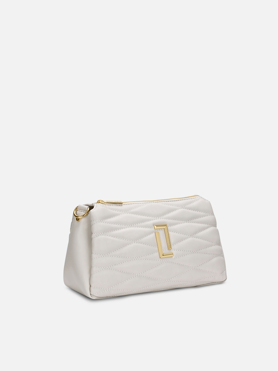 Lucie Quilted 3Compartment Slingbag Off White