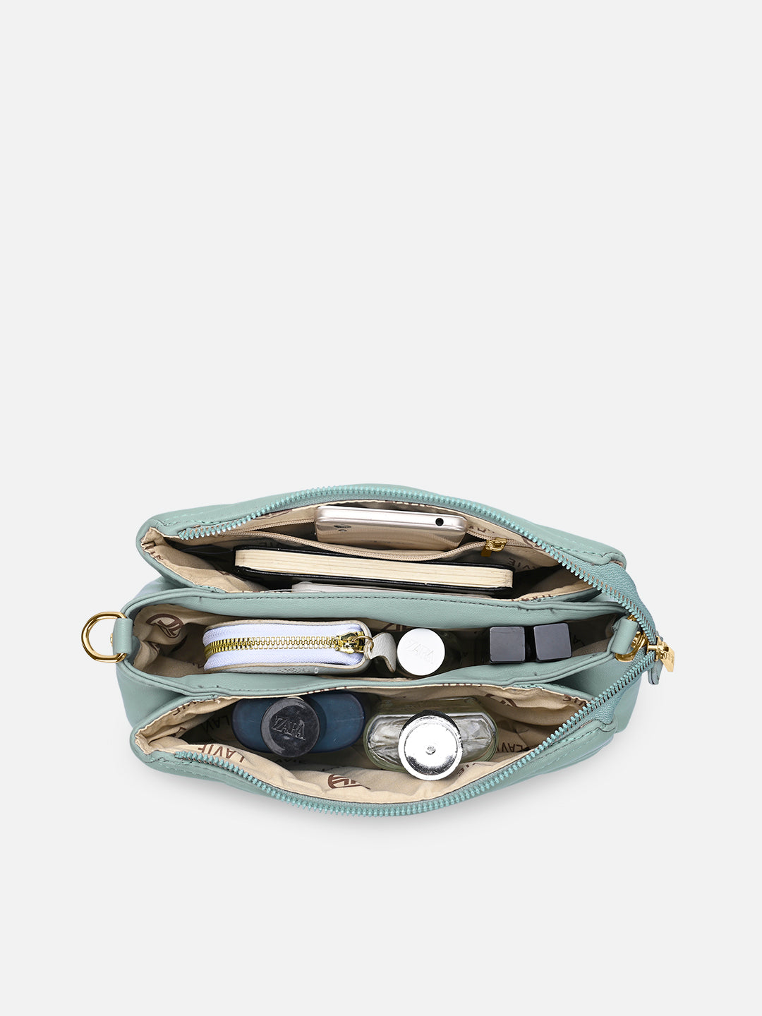 Lucie Quilted 3Compartment Slingbag Mint
