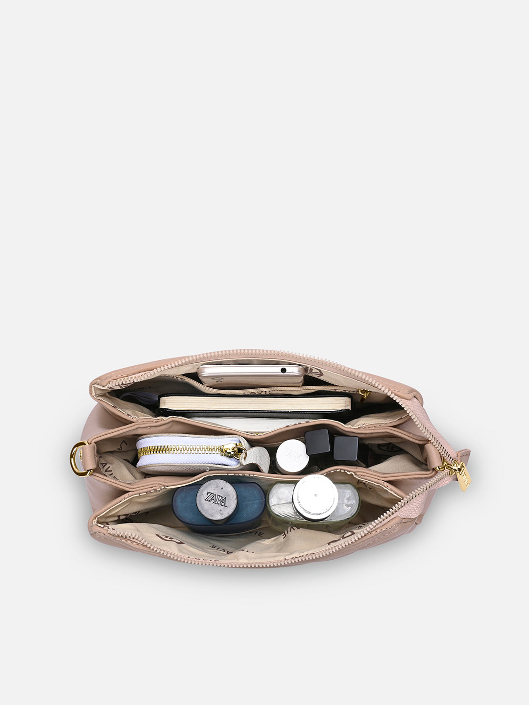 Lucie Quilted 3Compartment Slingbag Mocha